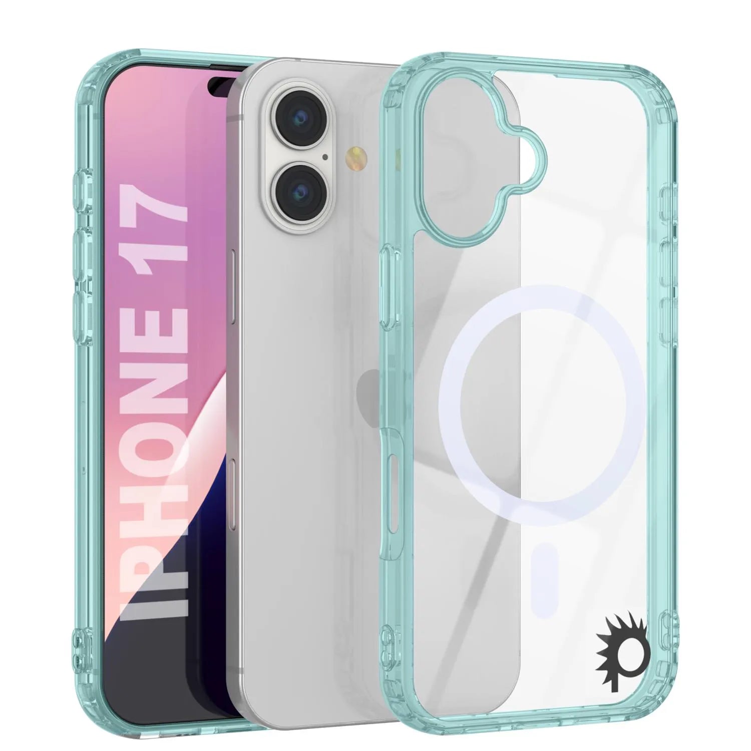 Punkcase iPhone 17 Magnetic Wireless Charging Case [ClearMag Series][Teal]