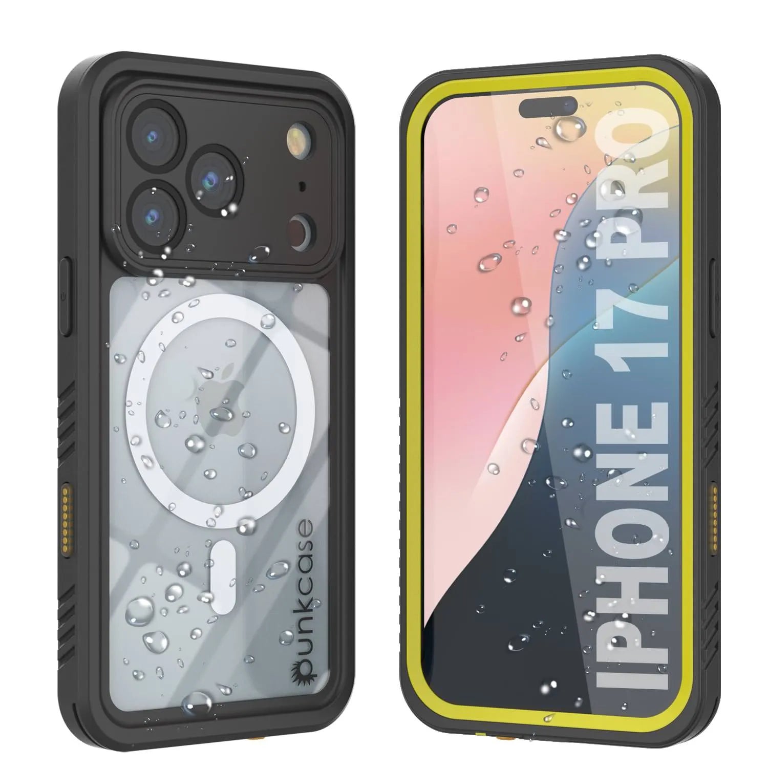 iPhone 17 Pro Waterproof Case, Punkcase [Extreme Mag Series] Armor Cover W/ Built In Screen Protector [Yellow]
