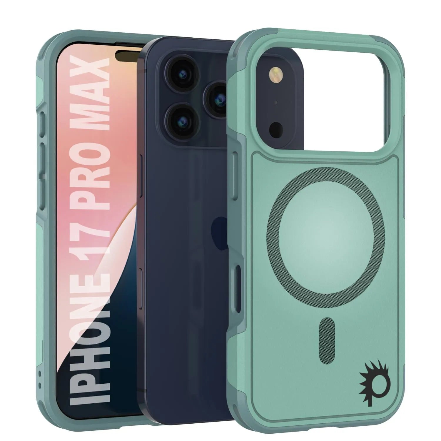 PunkCase iPhone 17 Pro Max Case, [Spartan 2.0 Series] Clear Rugged Heavy Duty Cover W/Built in Screen Protector [Blue]