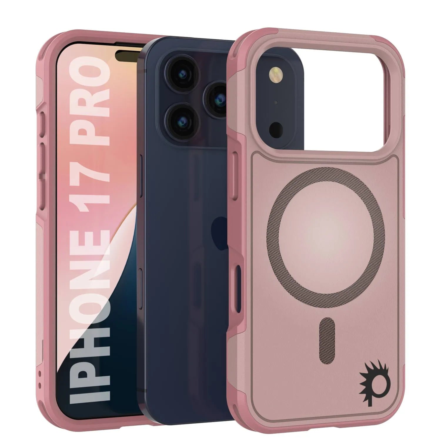 PunkCase iPhone 17 Pro Case, [Spartan 2.0 Series] Clear Rugged Heavy Duty Cover W/Built in Screen Protector [pink]