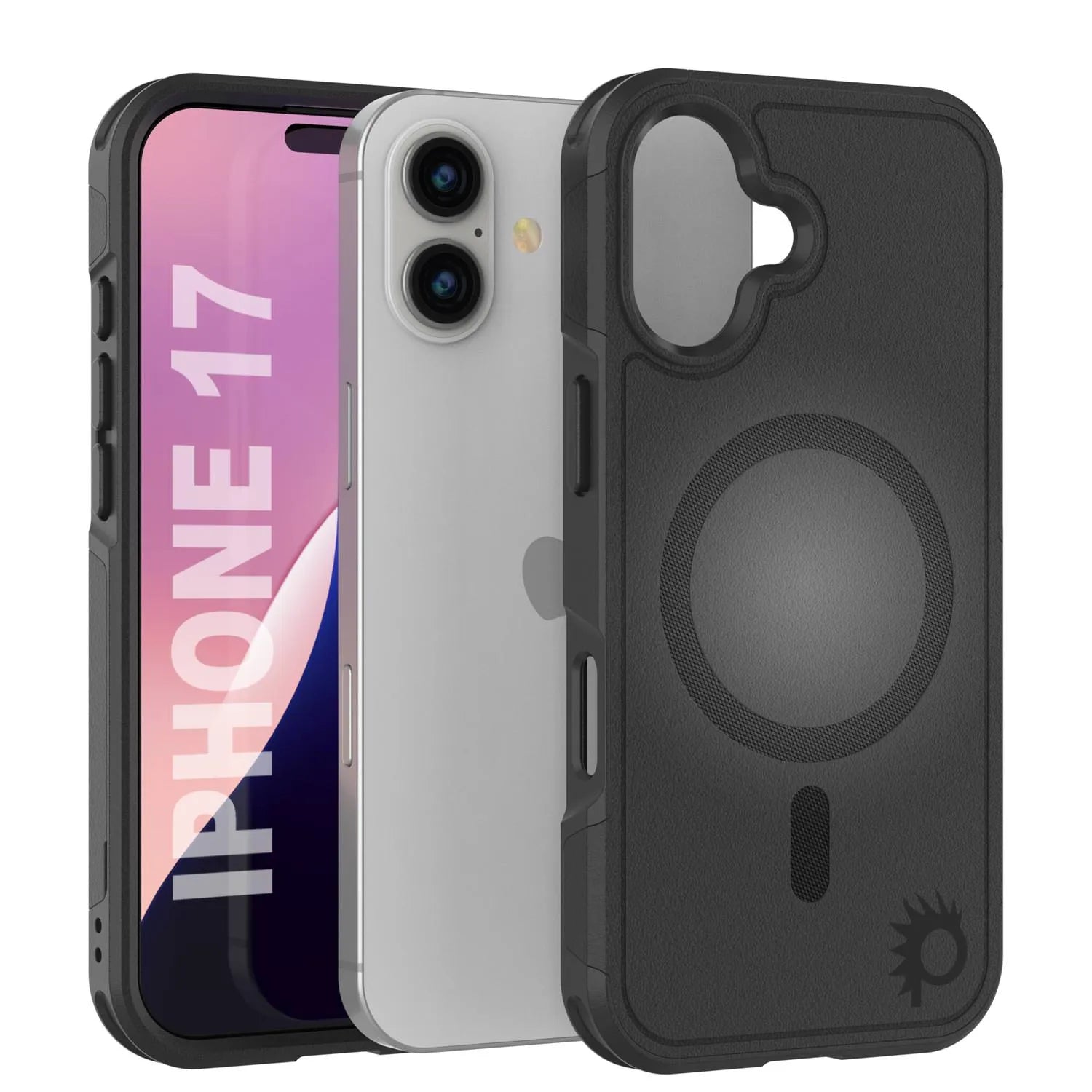PunkCase iPhone 17 Case, [Spartan 2.0 Series] Clear Rugged Heavy Duty Cover W/Built in Screen Protector [Black]