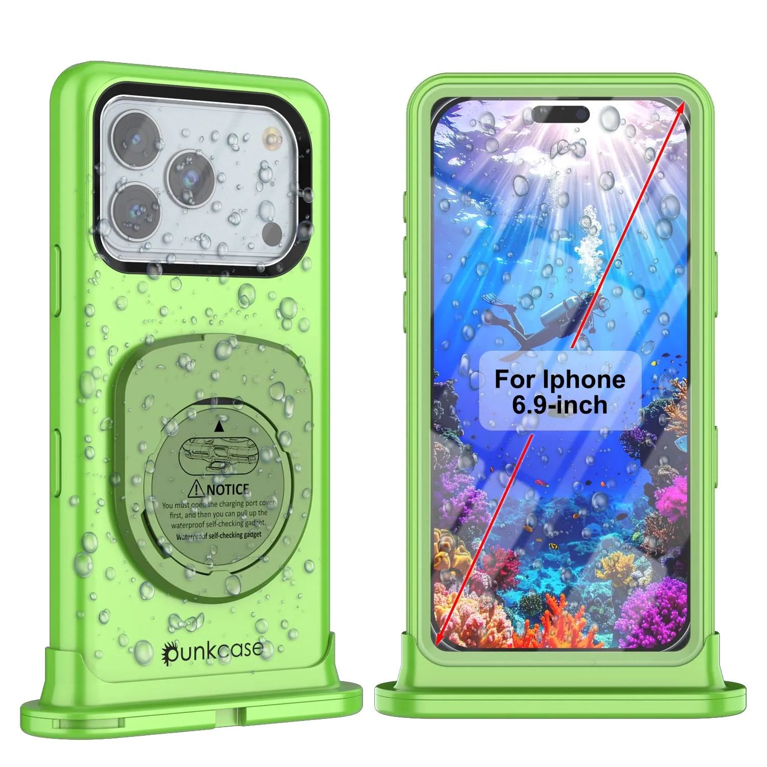 Punkcase Universal 2.0 Waterproof Phone Case for 6.7–6.9" [Green]