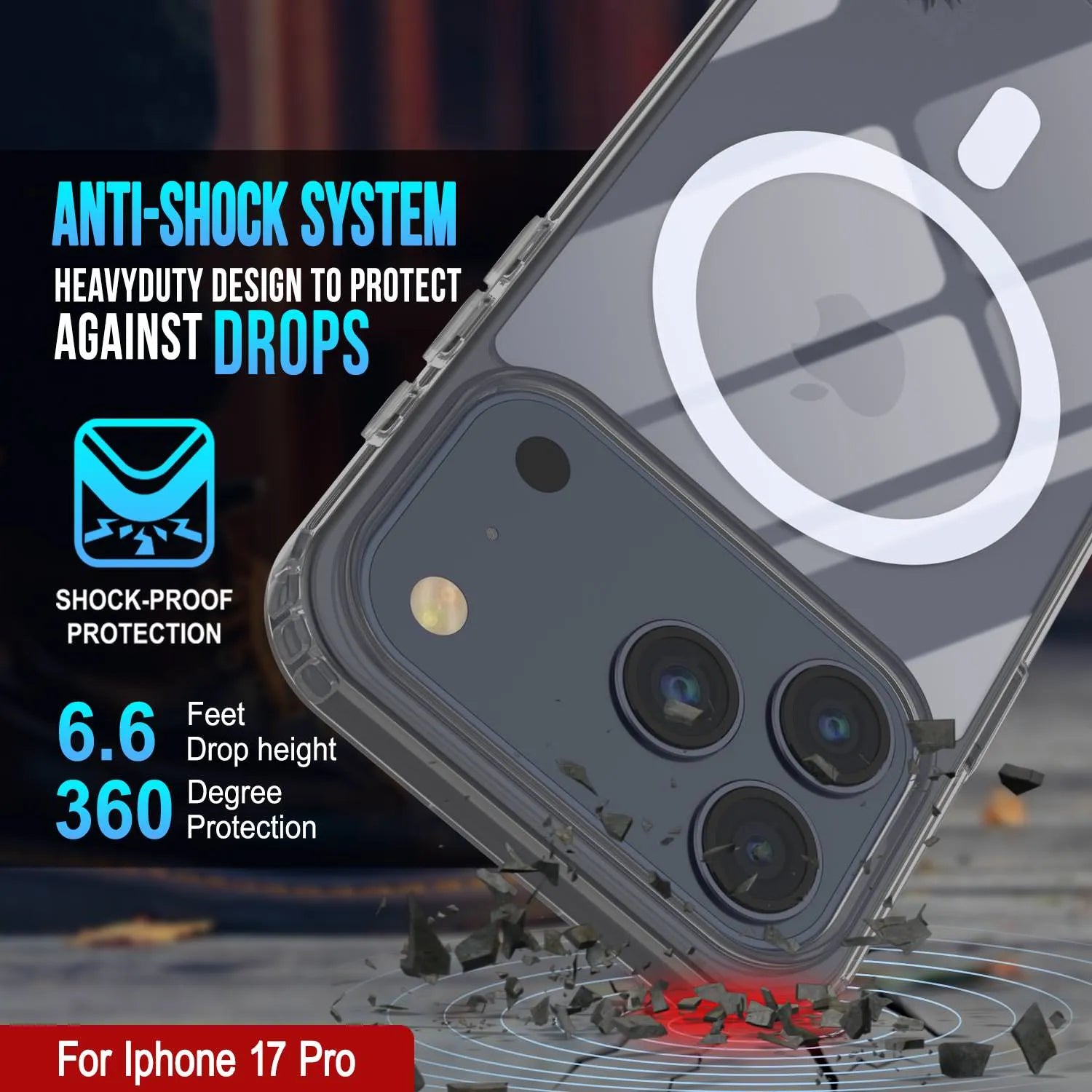 Punkcase iPhone 17 Pro Magnetic Wireless Charging Case [ClearMag Series][Silver]