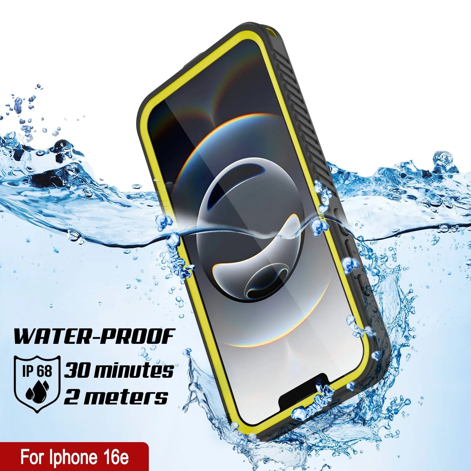 iPhone 16e Waterproof Case, Punkcase [Extreme Series] Armor Cover W/ Built In Screen Protector [Yellow]