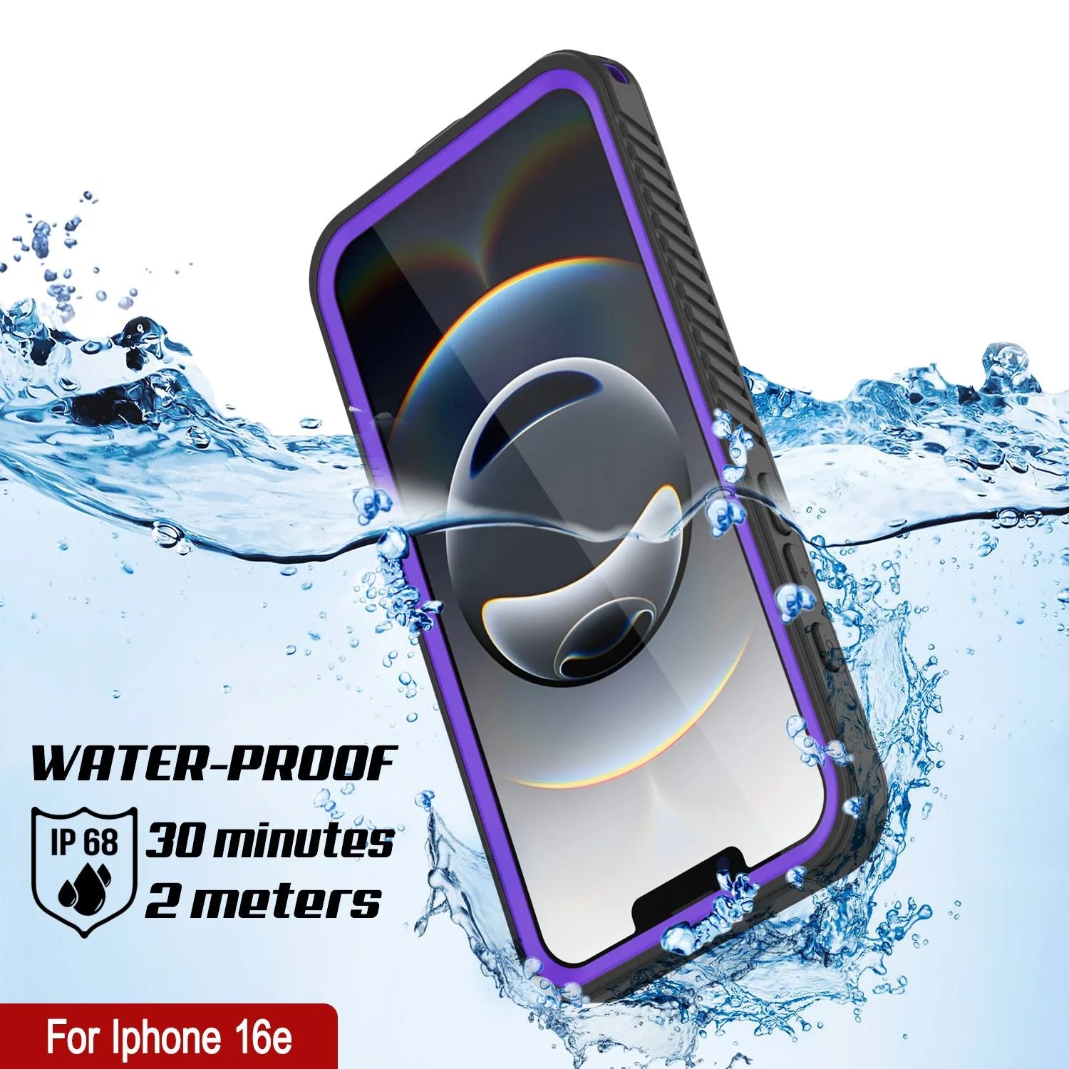 iPhone 16e  Waterproof Case, Punkcase [Extreme Mag Series] Armor Cover W/ Built In Screen Protector [Purple]