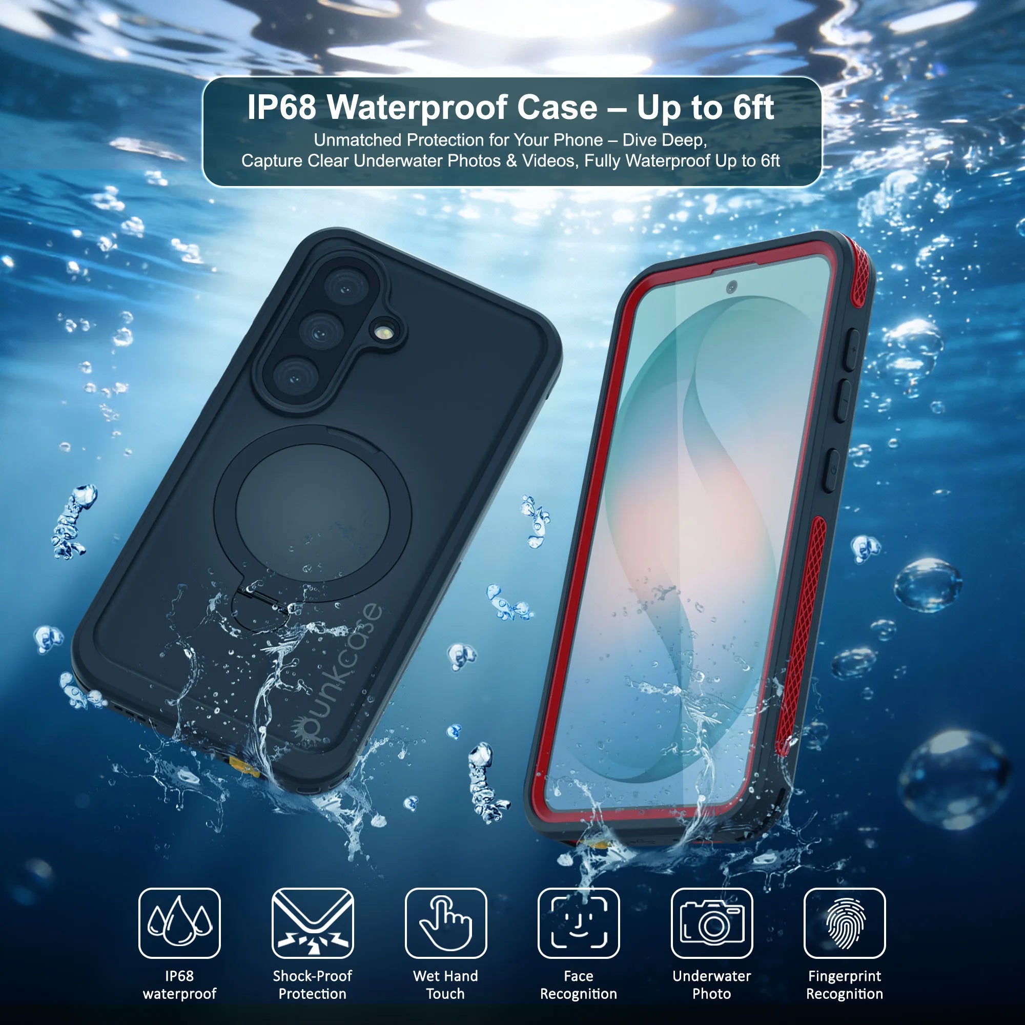 Galaxy S26 Waterproof Case [Kickstud 2.0 Series] Protective IP68 Cover W/Screen Protector & Kickstand [Red]