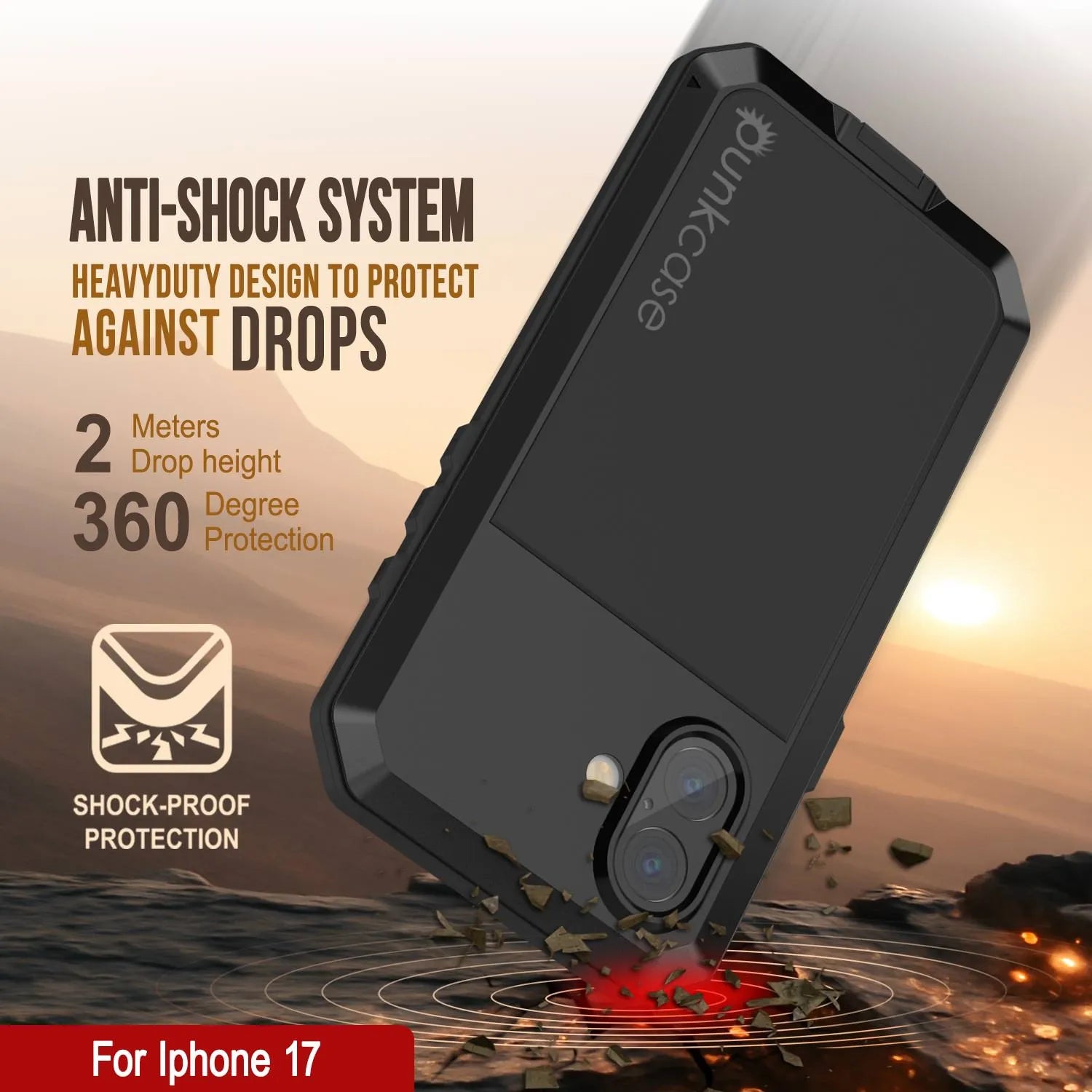 iPhone 17 Metal Case, Heavy Duty Military Grade Armor Cover [shock proof] Full Body Hard [Black]