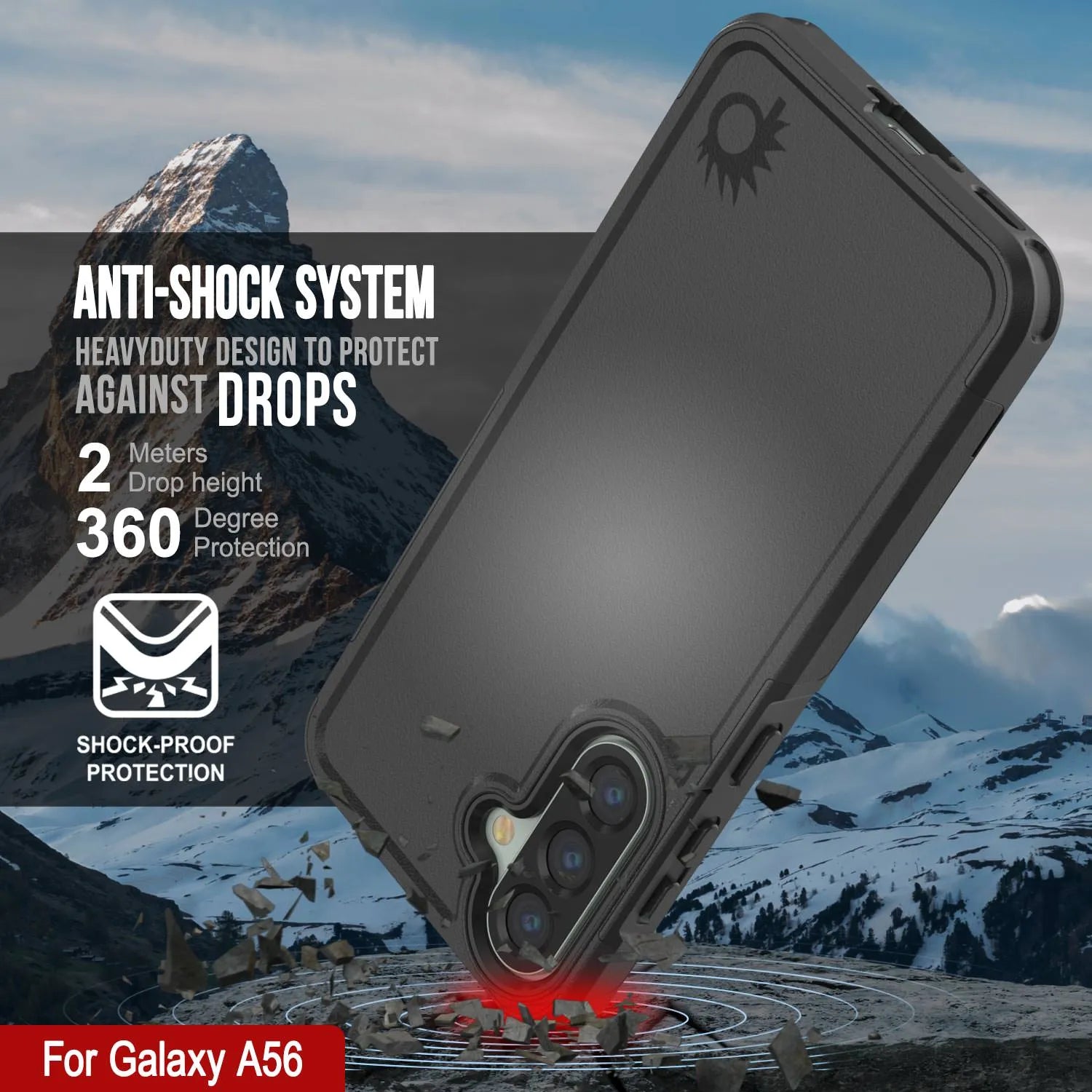 PunkCase Galaxy A56 Case, [Spartan 2.0 Series] Clear Rugged Heavy Duty Cover [Black]