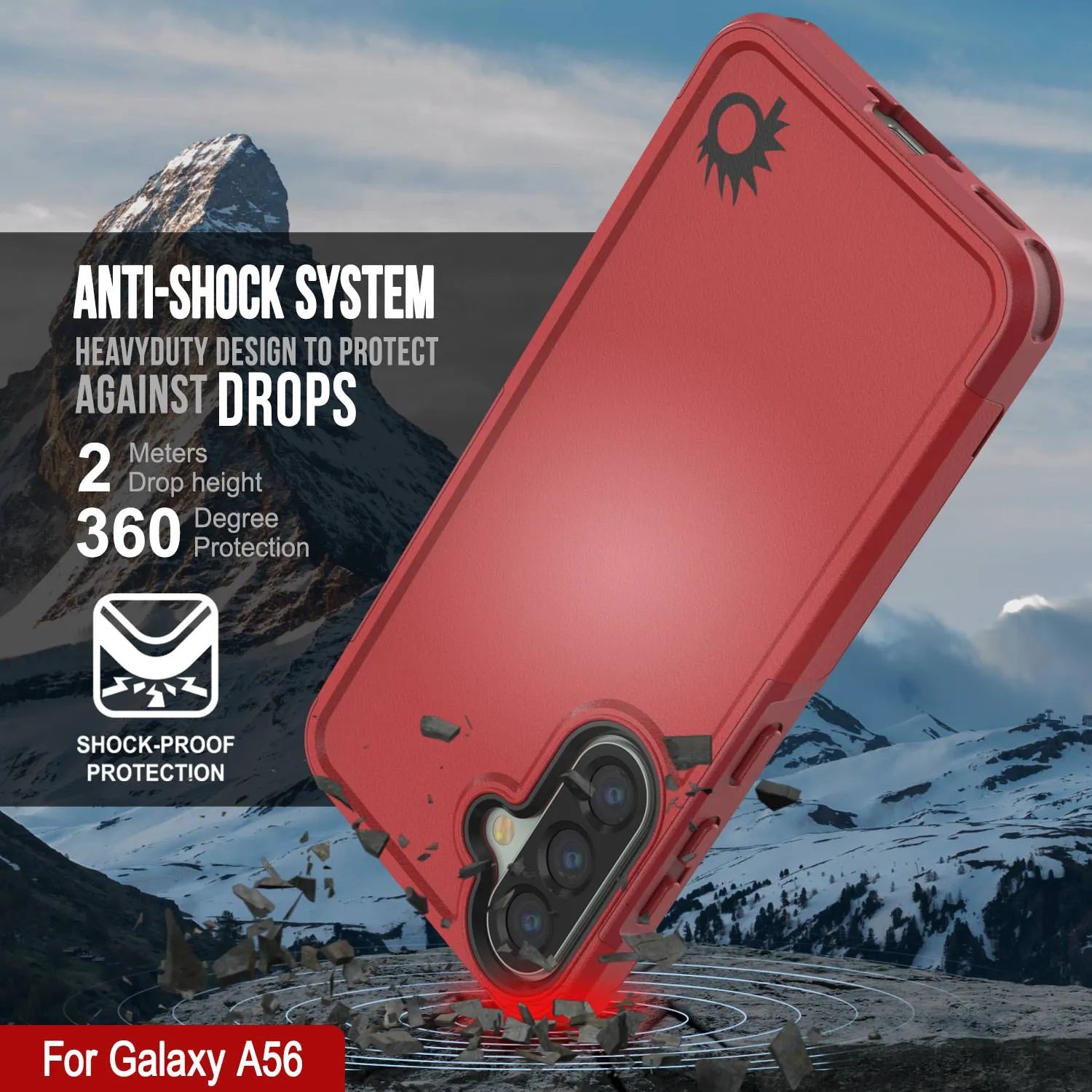 PunkCase Galaxy A56 Case, [Spartan 2.0 Series] Clear Rugged Heavy Duty Cover [Red]