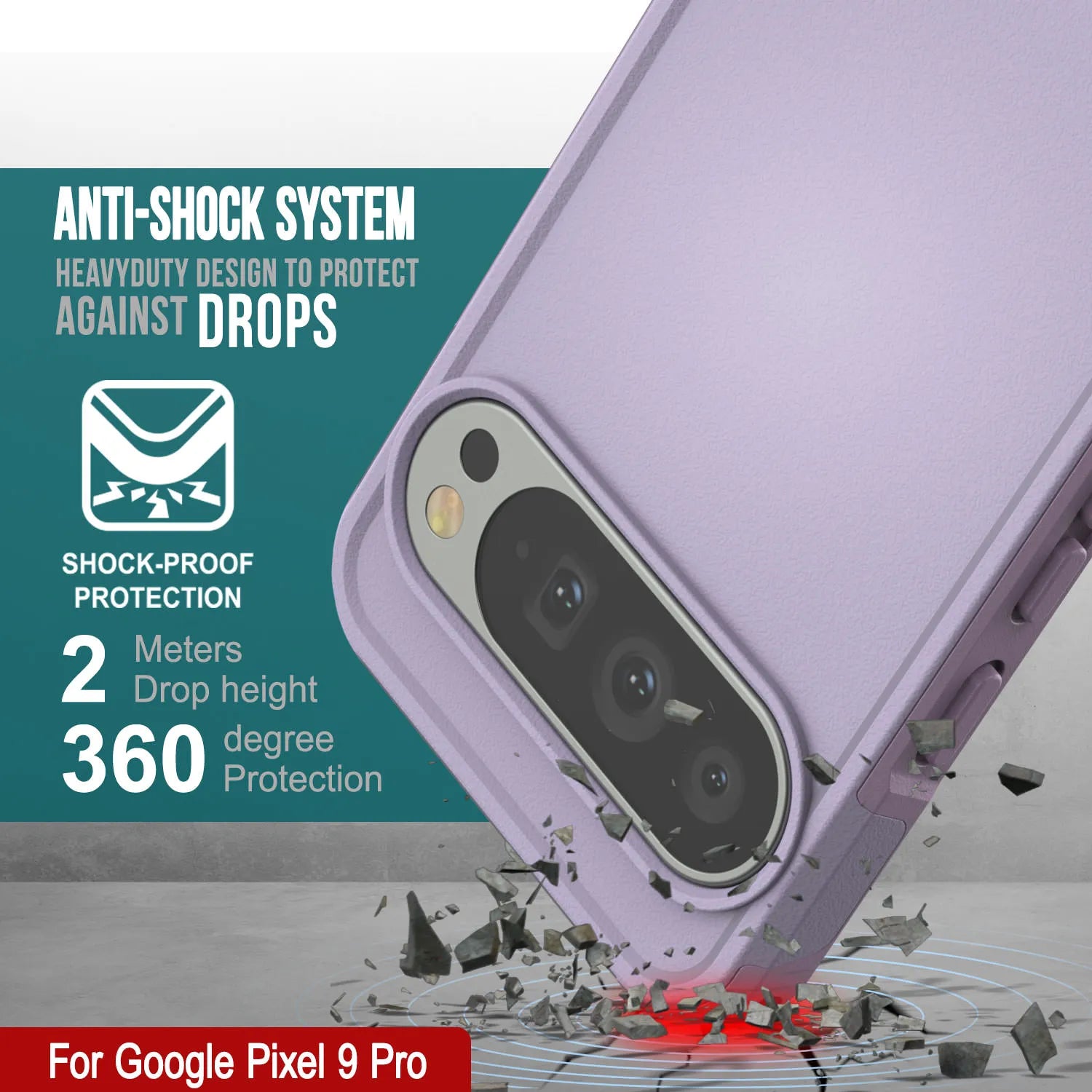 PunkCase Google Pixel 9 Pro Case, [Spartan 2.0 Series] Clear Rugged Heavy Duty Cover W/Built in Screen Protector [Magenta]