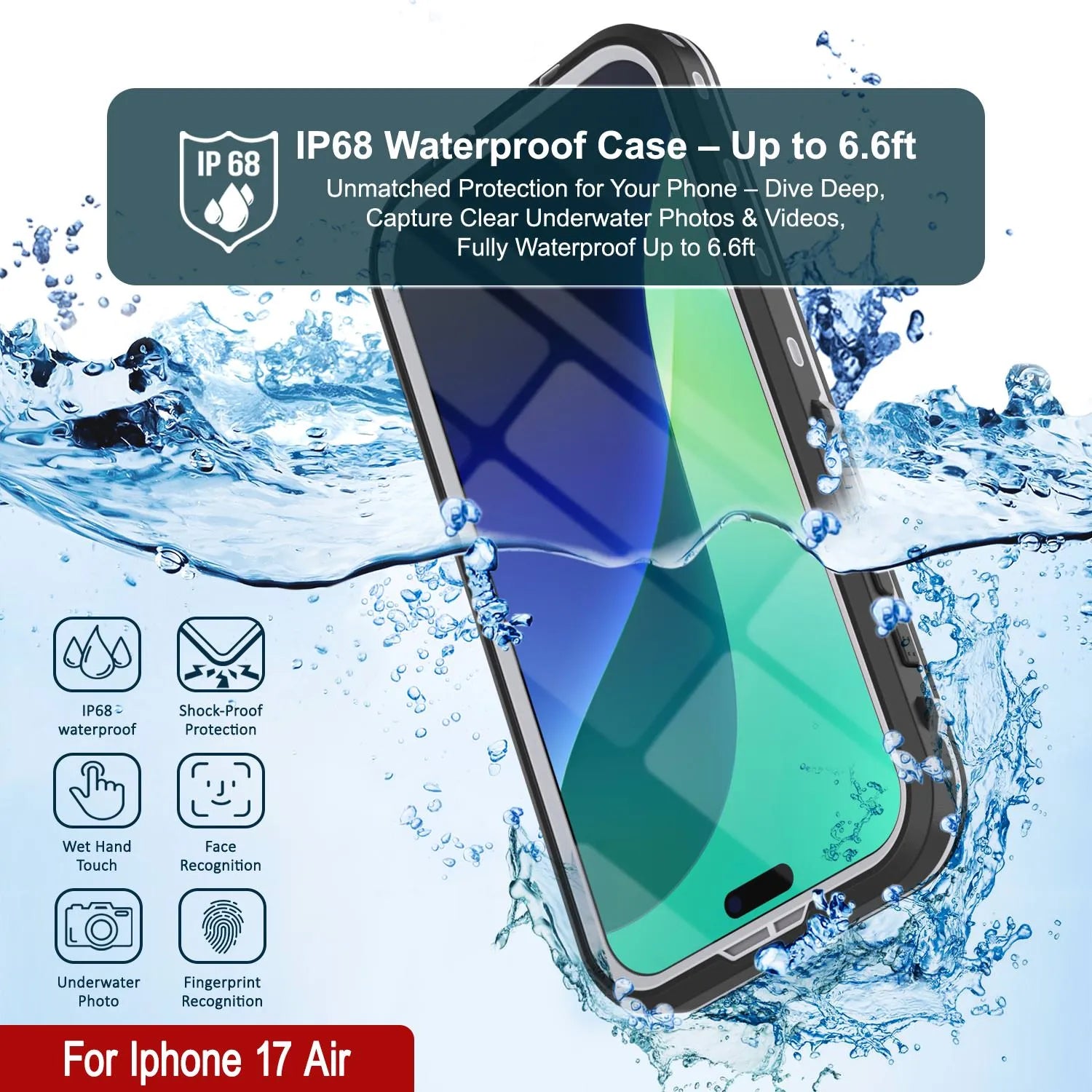 iPhone 17 Air Waterproof IP68 Case, Punkcase [White] [StudStar Series] [Slim Fit] [Dirtproof]