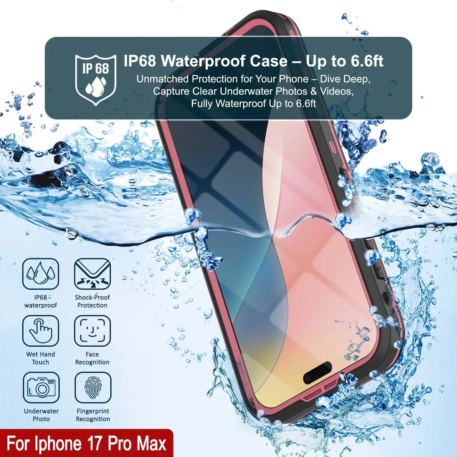 iPhone 17 Pro Max Waterproof IP68 Case, Punkcase [Lilac] [StudStar Series] [Slim Fit] [Dirtproof]