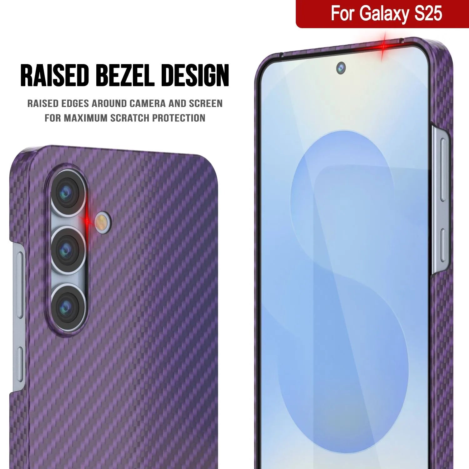 Punkcase Galaxy S25 Plus Carbon Fiber Case [AramidShield Series] Ultra Slim & Light Kevlar [Purple]