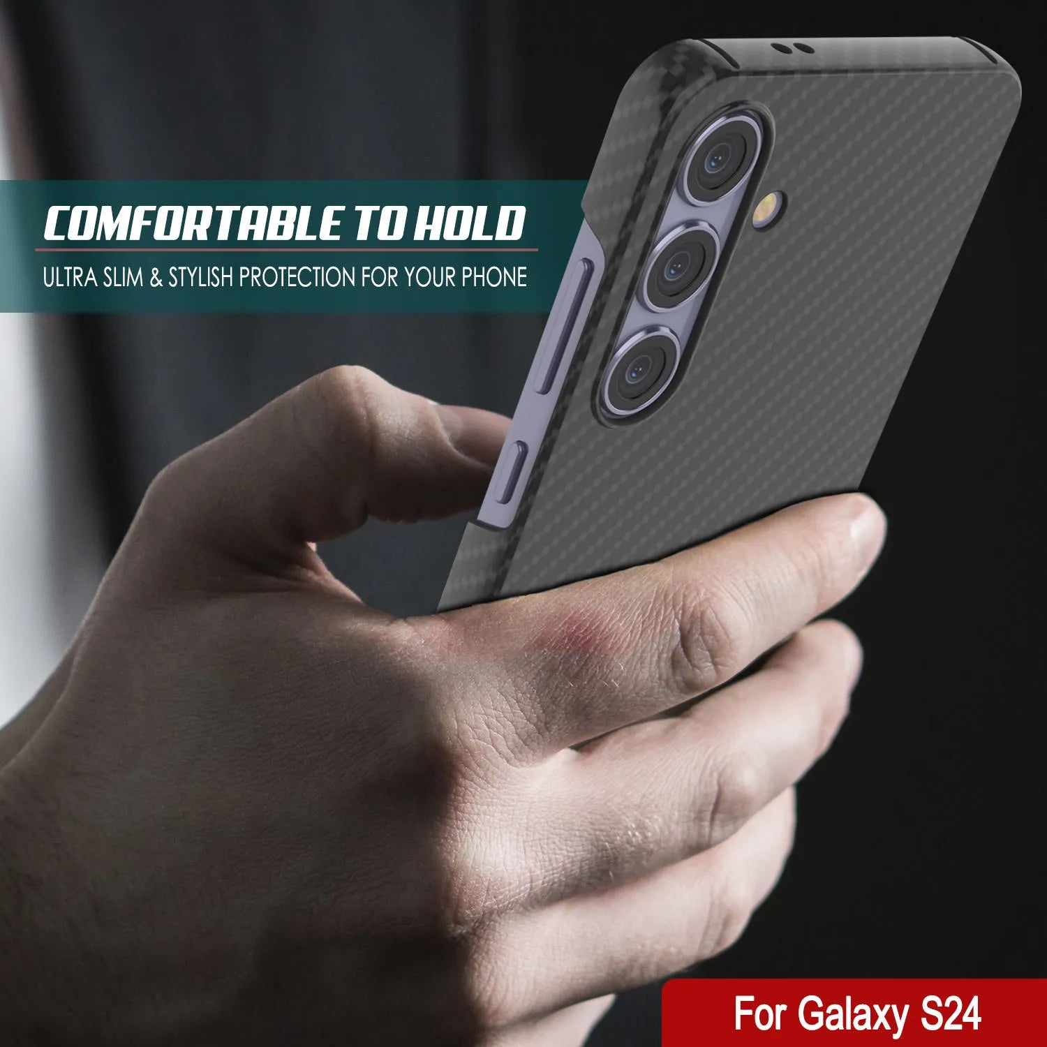 Galaxy S24 Case, Punkcase CarbonShield, Heavy Duty & Ultra Thin Cover [shockproof][non slip] [Black]