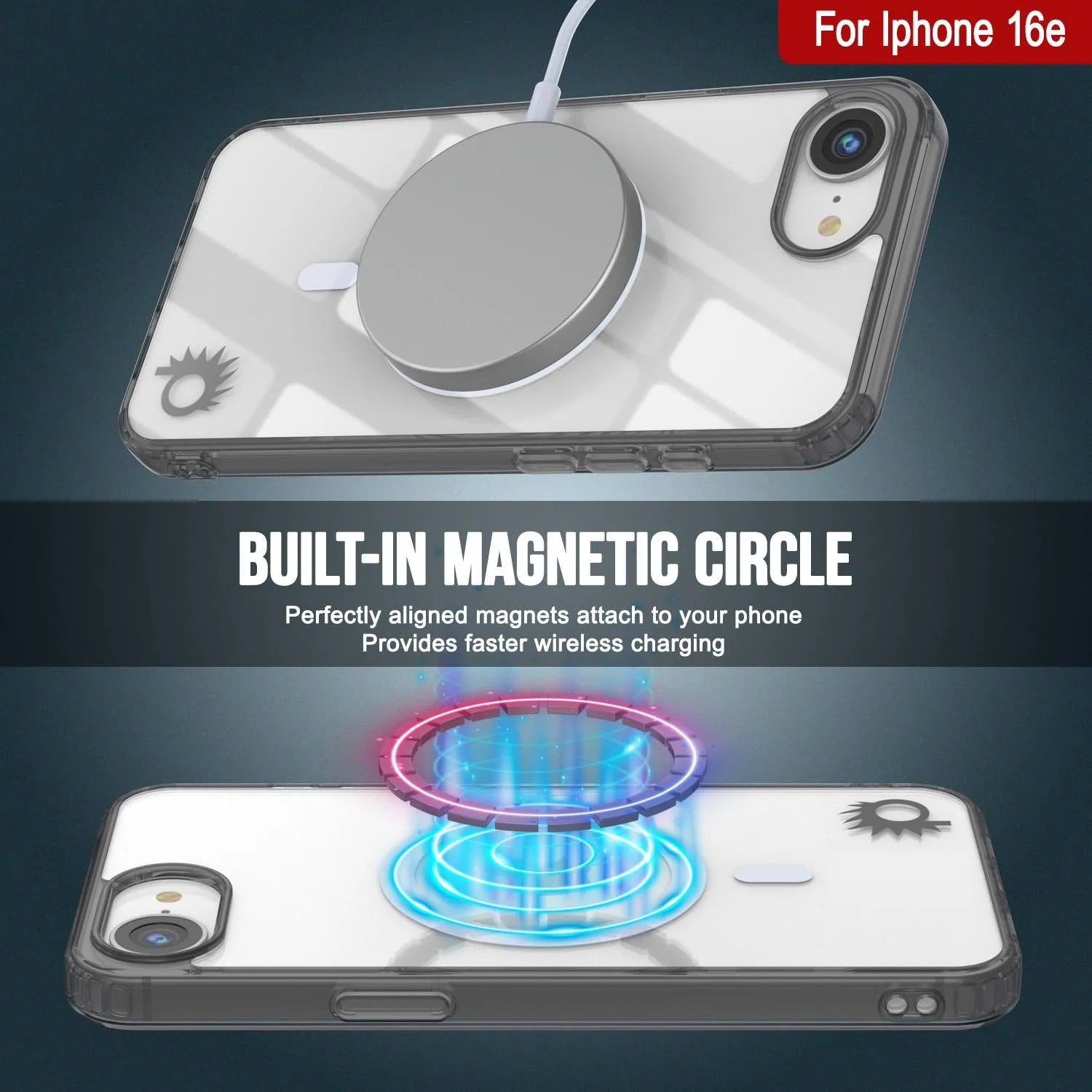 Punkcase iPhone 16e Magnetic Wireless Charging Case [ClearMag Series][Black]