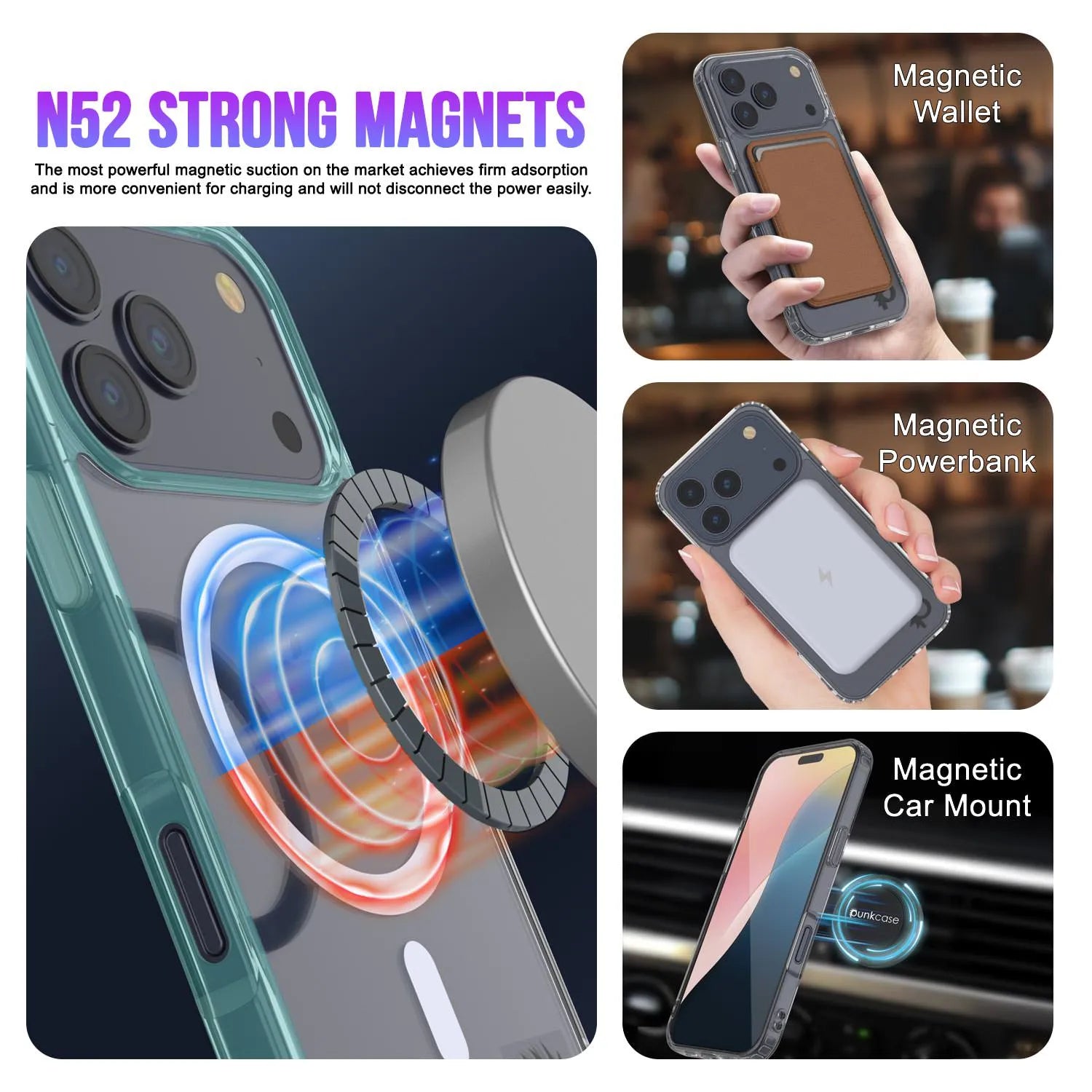 Punkcase iPhone 17 Pro Magnetic Wireless Charging Case [ClearMag Series][Teal]