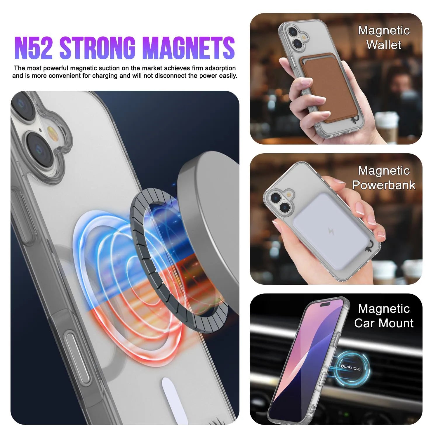 Punkcase iPhone 17 Magnetic Wireless Charging Case [ClearMag Series][Silver]