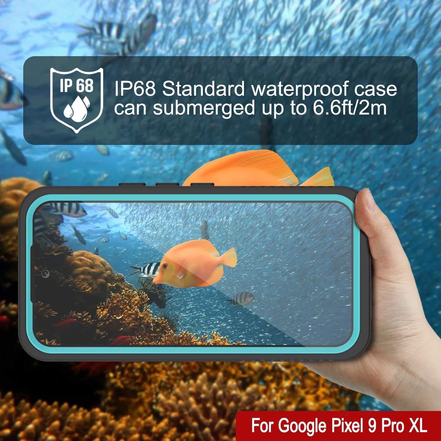 Google Pixel 9 Pro XL Waterproof Case, Punkcase [Extreme Series] Armor Cover W/ Built In Screen Protector [Teal]
