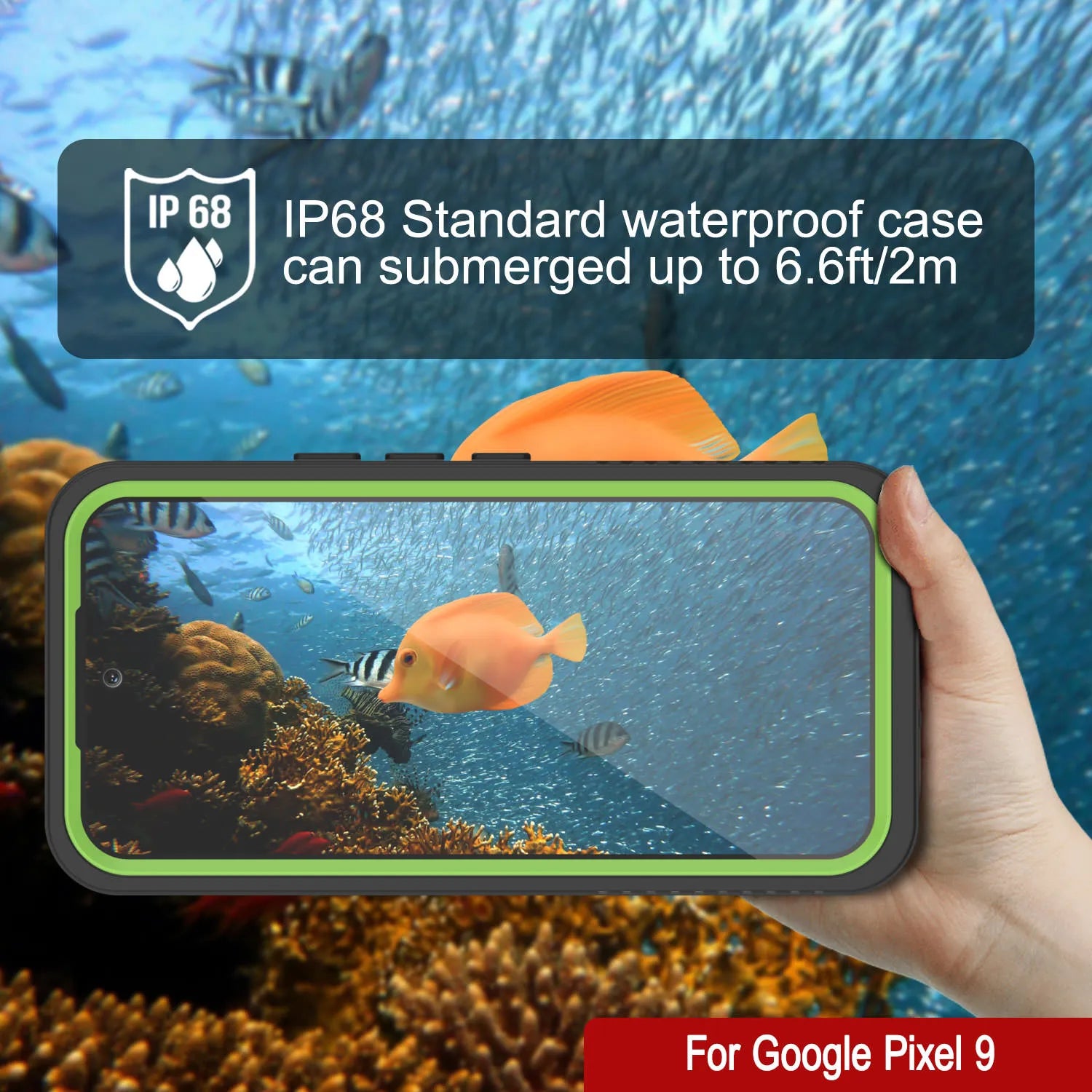Google Pixel 9  Waterproof Case, Punkcase [Extreme Series] Armor Cover W/ Built In Screen Protector [Light Green]