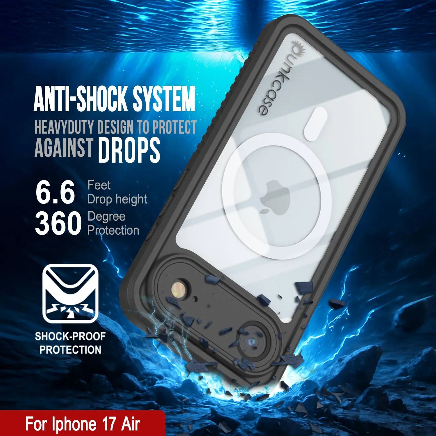 iPhone 17 Air Waterproof Case, Punkcase [Extreme Series] Armor Cover W/ Built In Screen Protector [Pink]