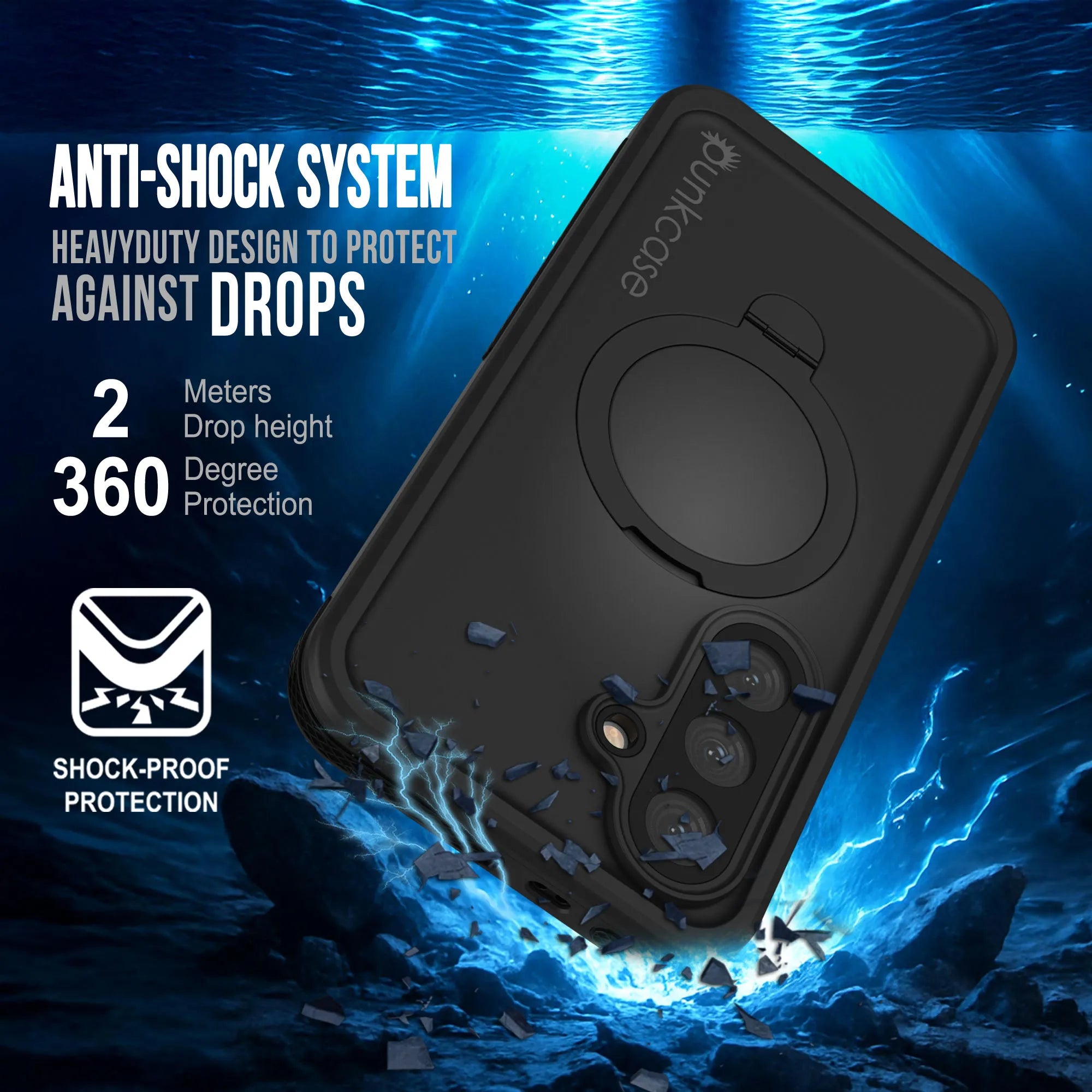 Galaxy S26 Plus Waterproof Case [Kickstud 2.0 Series] Protective IP68 Cover W/Screen Protector & Kickstand [Black]
