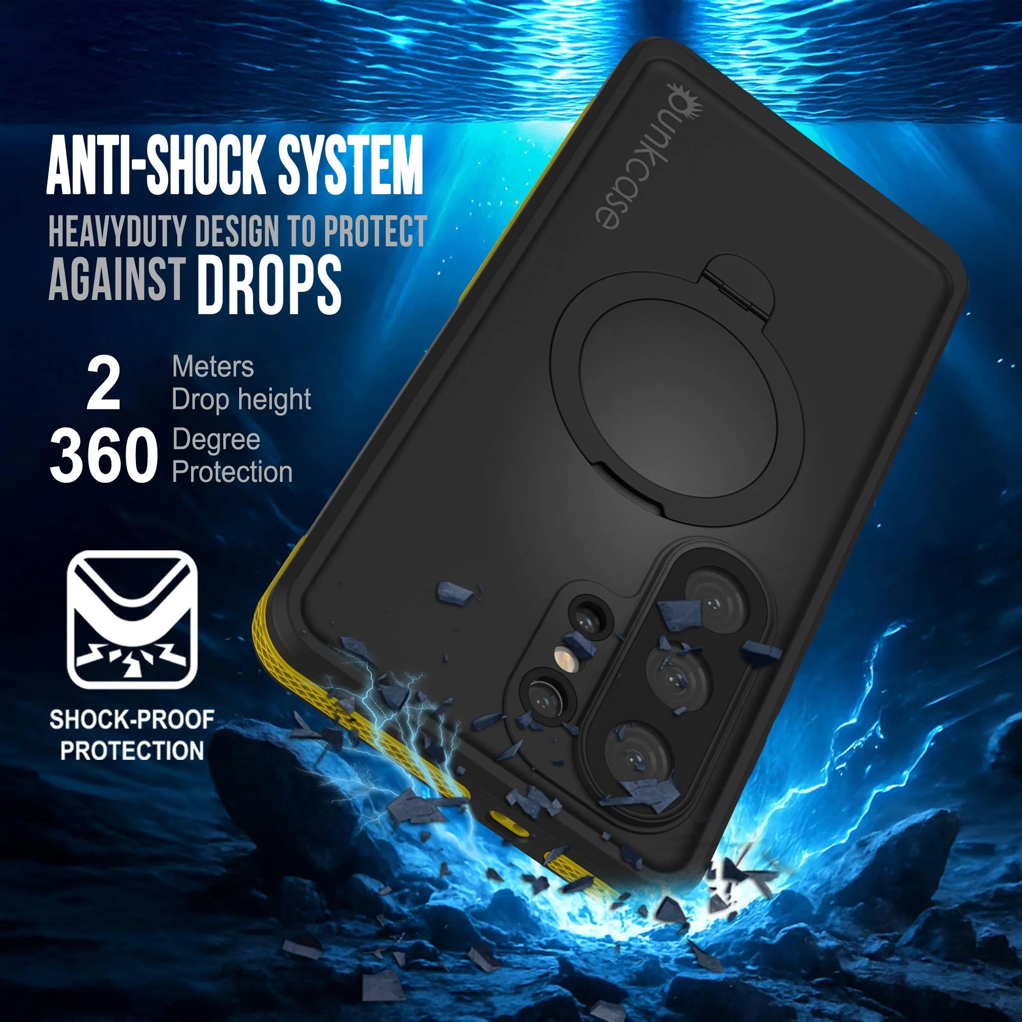 Galaxy S26 Ultra Waterproof Case [Kickstud 2.0 Series] Protective IP68 Cover W/Screen Protector & Kickstand [Yellow]