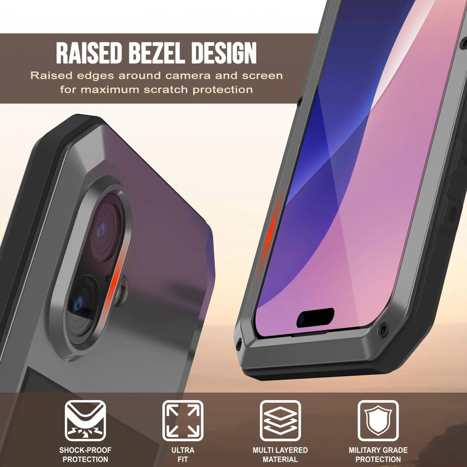iPhone 17 Metal Case, Heavy Duty Military Grade Armor Cover [shock proof] Full Body Hard [Silver]