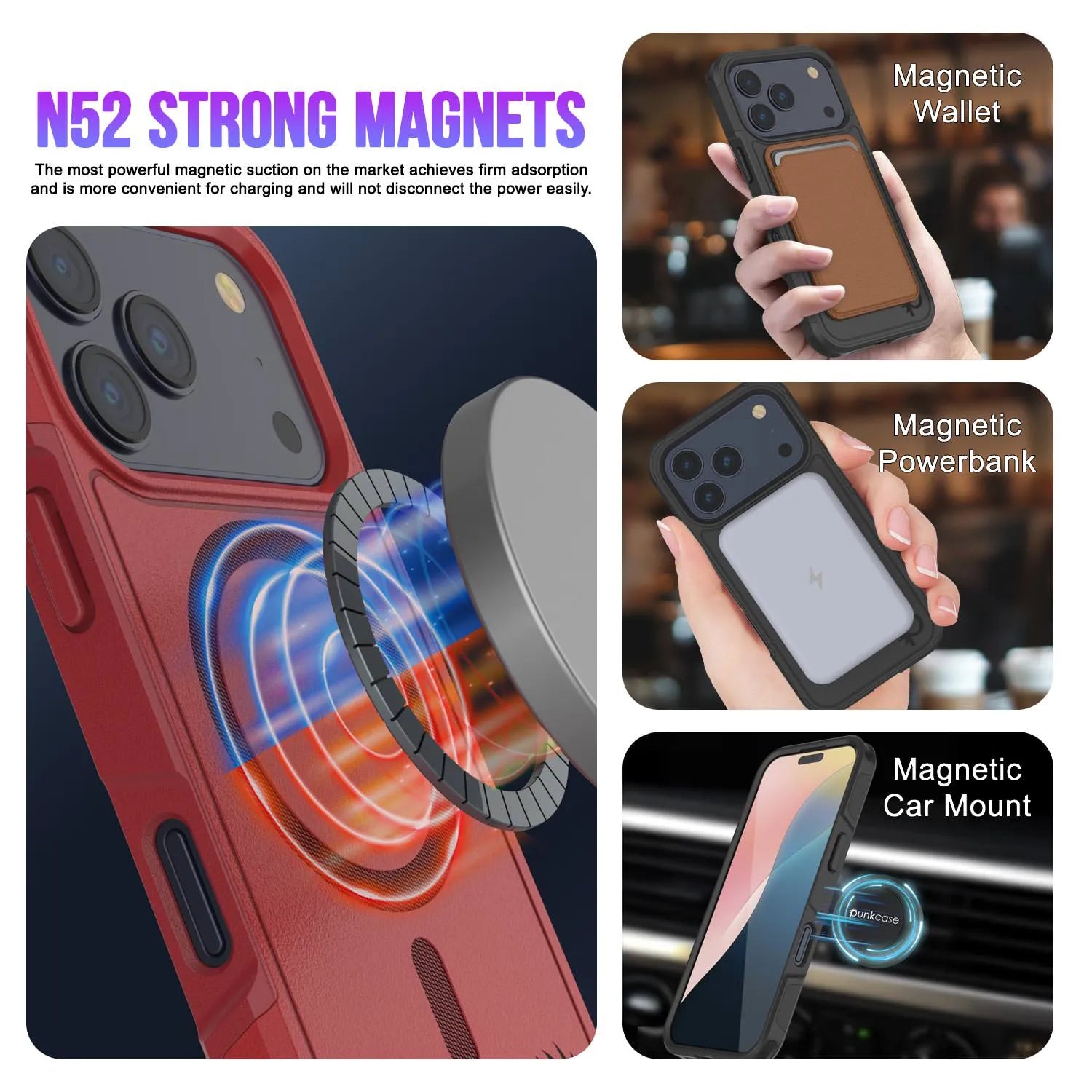 PunkCase iPhone 17 Pro Case, [Spartan 2.0 Series] Clear Rugged Heavy Duty Cover W/Built in Screen Protector [red]