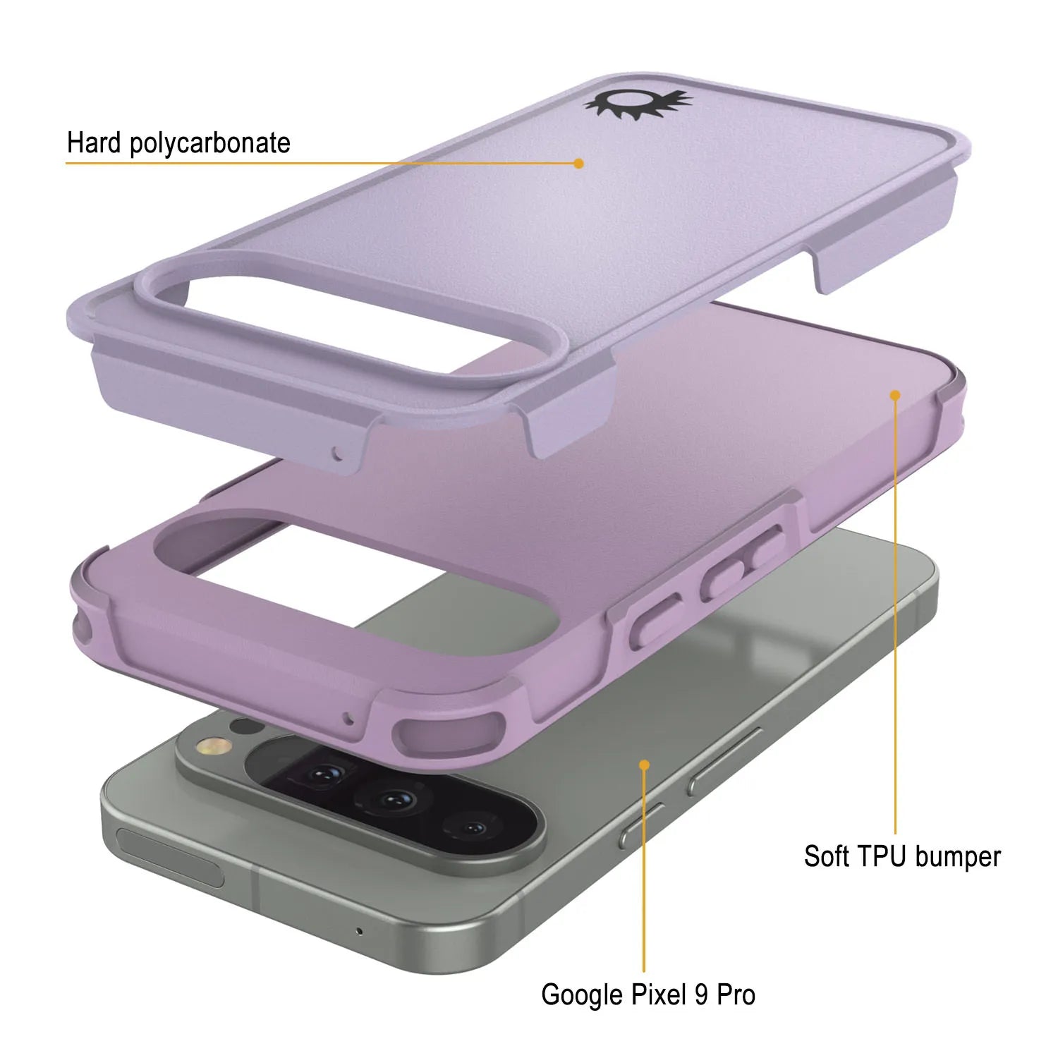 PunkCase Google Pixel 9 Pro Case, [Spartan 2.0 Series] Clear Rugged Heavy Duty Cover W/Built in Screen Protector [Magenta]