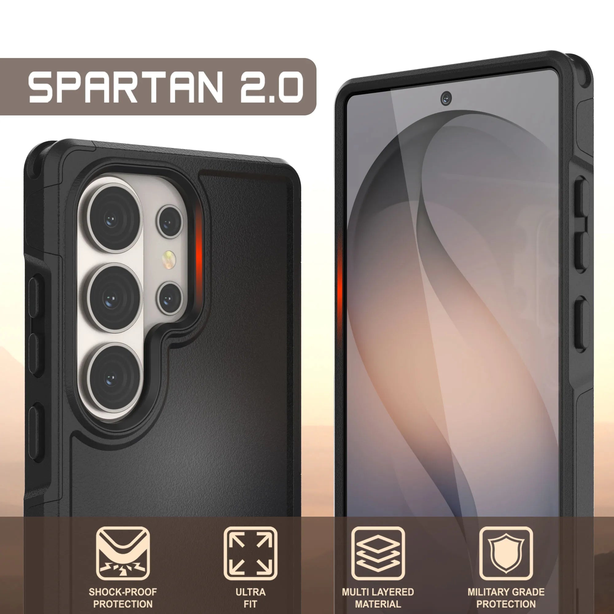 PunkCase Galaxy S26 Ultra Case, [Spartan 2.0 Series] Clear Rugged Heavy Duty Cover [Black]