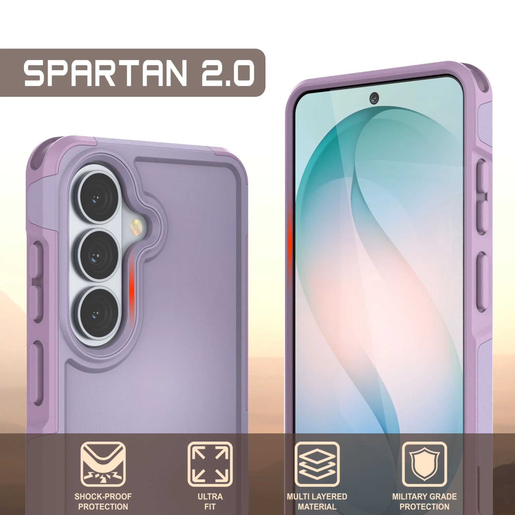 PunkCase Galaxy S26 Case, [Spartan 2.0 Series] Clear Rugged Heavy Duty Cover [Lilac]