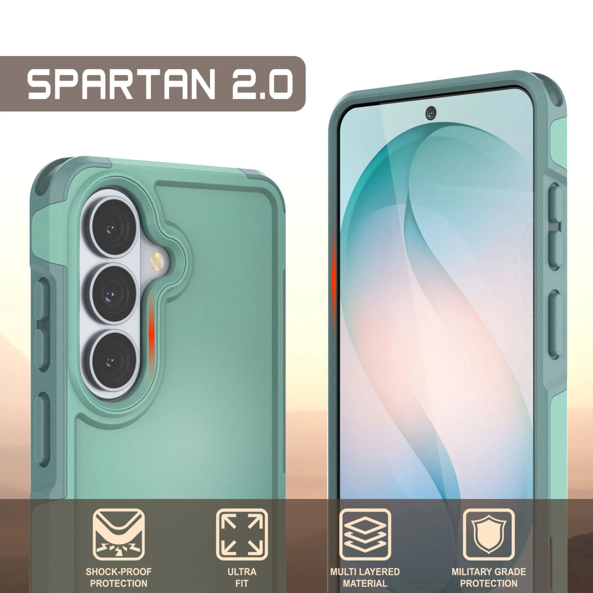 PunkCase Galaxy S26 Case, [Spartan 2.0 Series] Clear Rugged Heavy Duty Cover [Teal]