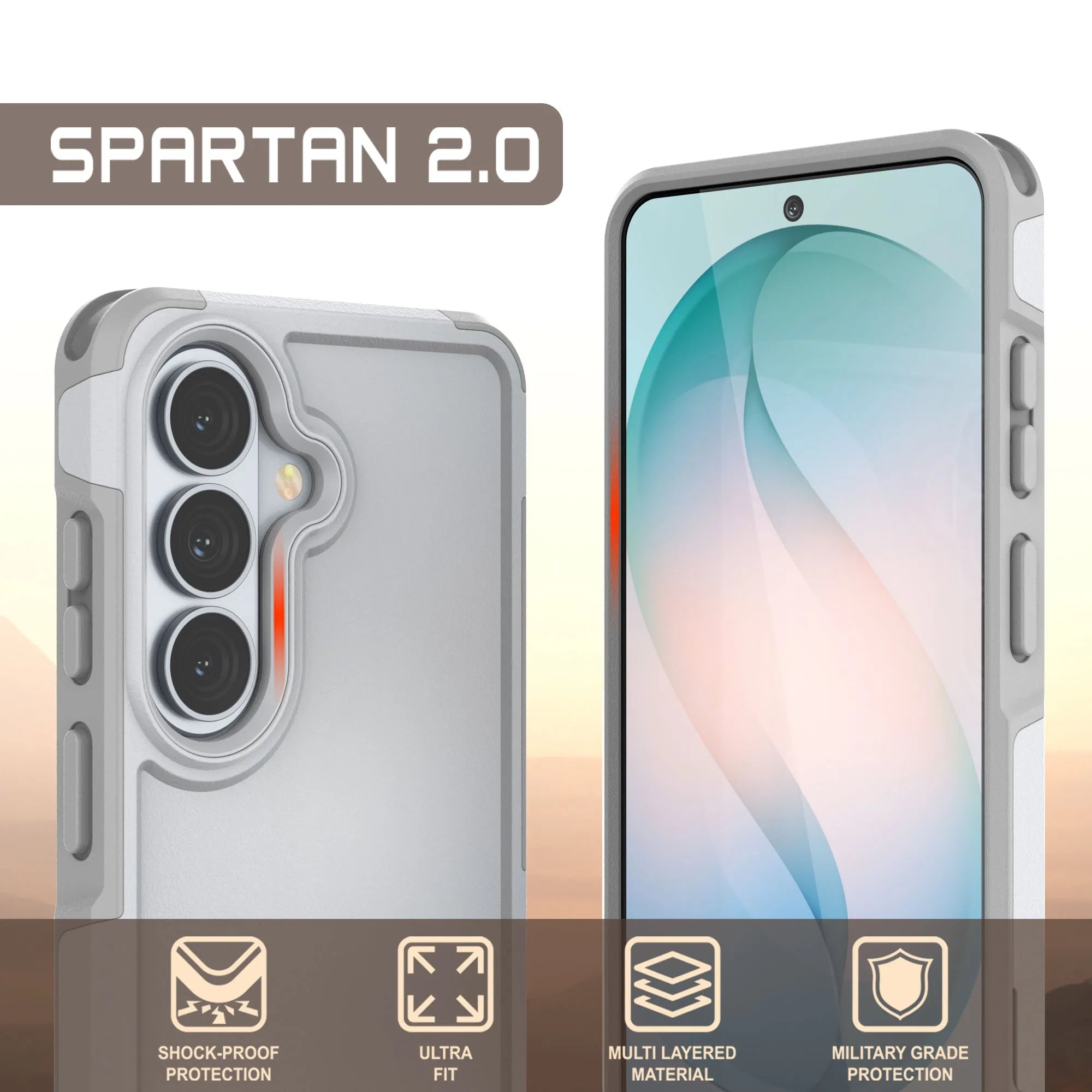 PunkCase Galaxy S26 Case, [Spartan 2.0 Series] Clear Rugged Heavy Duty Cover [White]
