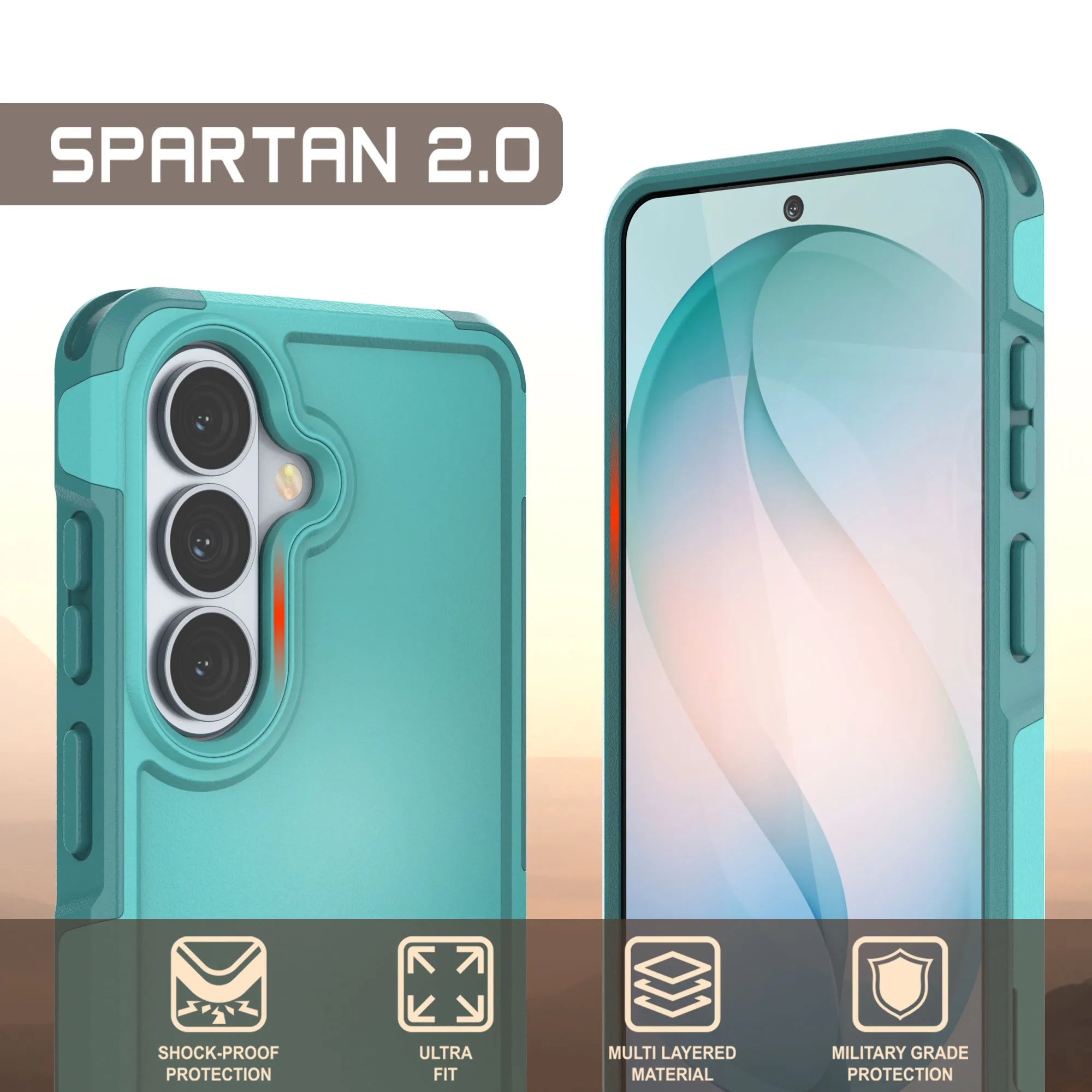 PunkCase Galaxy S26 Case, [Spartan 2.0 Series] Clear Rugged Heavy Duty Cover [Light Blue]
