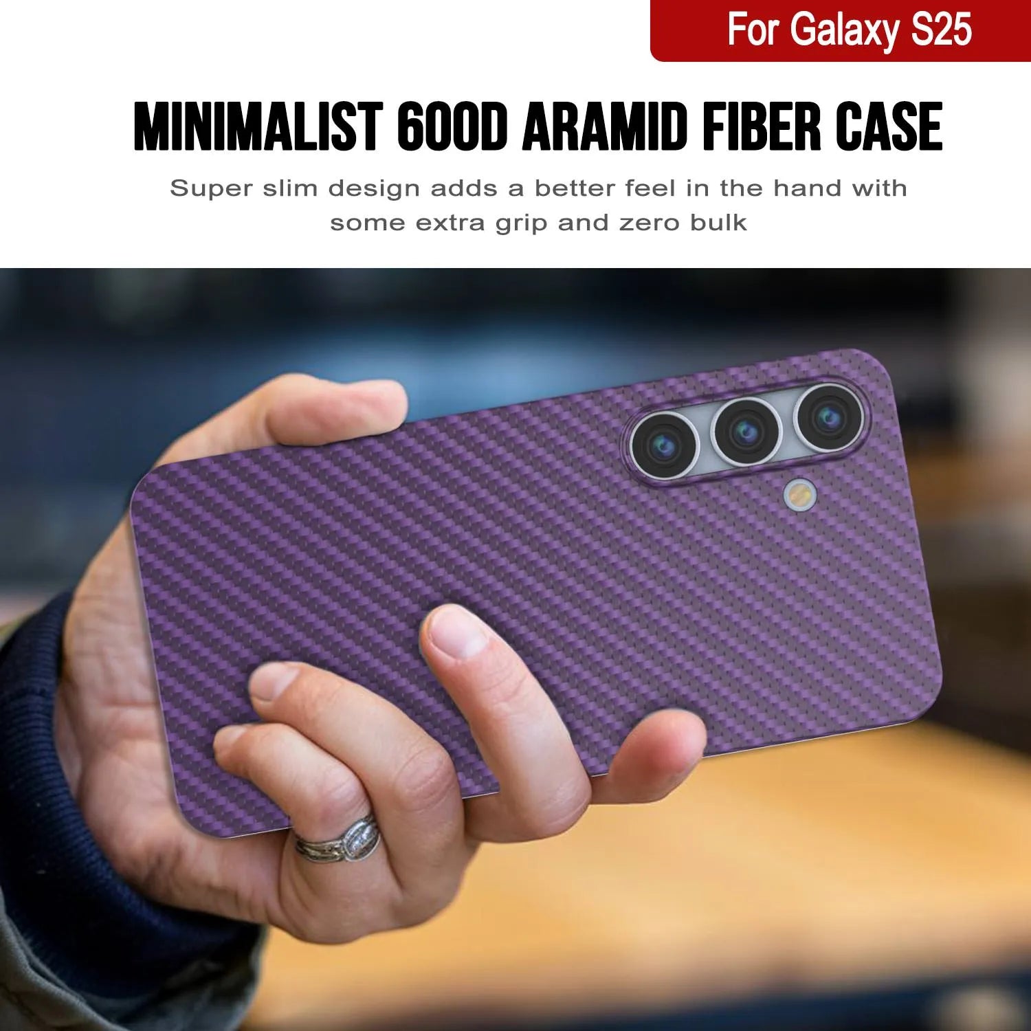 Punkcase Galaxy S25 Plus Carbon Fiber Case [AramidShield Series] Ultra Slim & Light Kevlar [Purple]