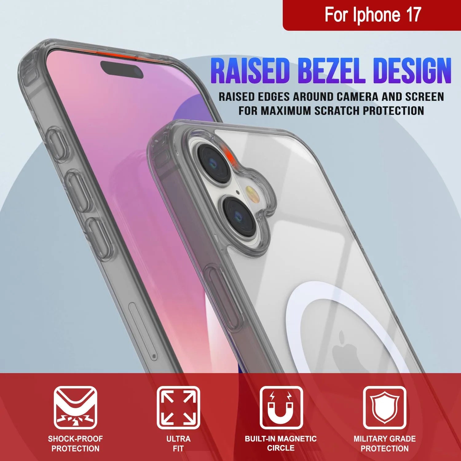 Punkcase iPhone 17 Magnetic Wireless Charging Case [ClearMag Series][Silver]