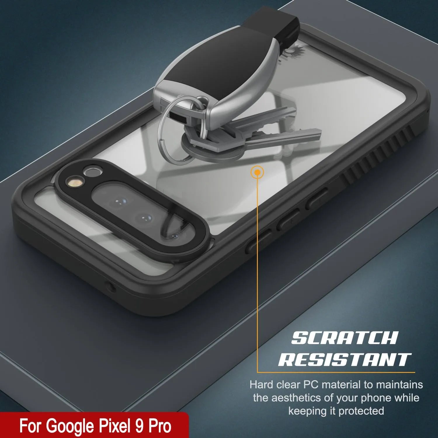 Google Pixel 9 Pro Waterproof Case, Punkcase [Extreme Series] Armor Cover W/ Built In Screen Protector [Red]