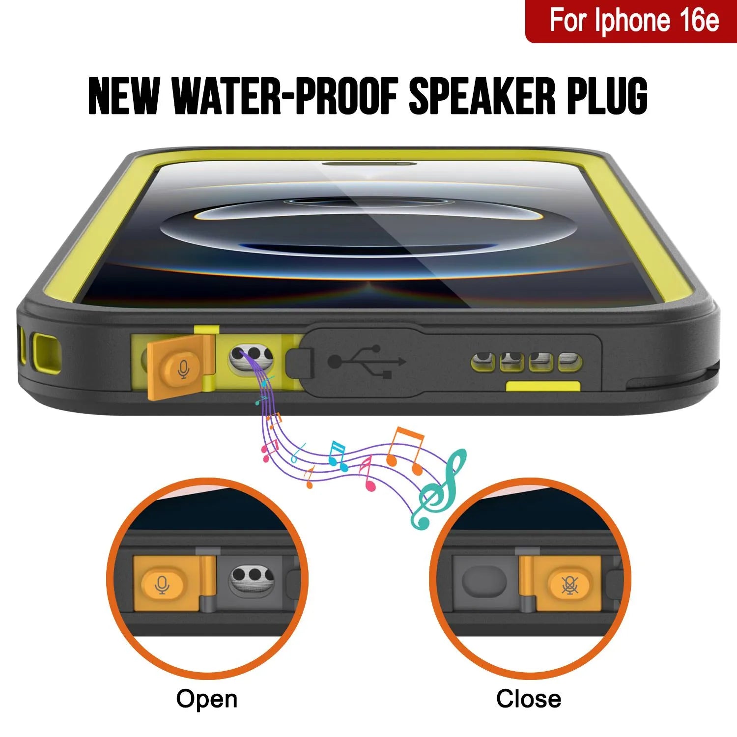 iPhone 16e Waterproof Case, Punkcase [Extreme Series] Armor Cover W/ Built In Screen Protector [Yellow]