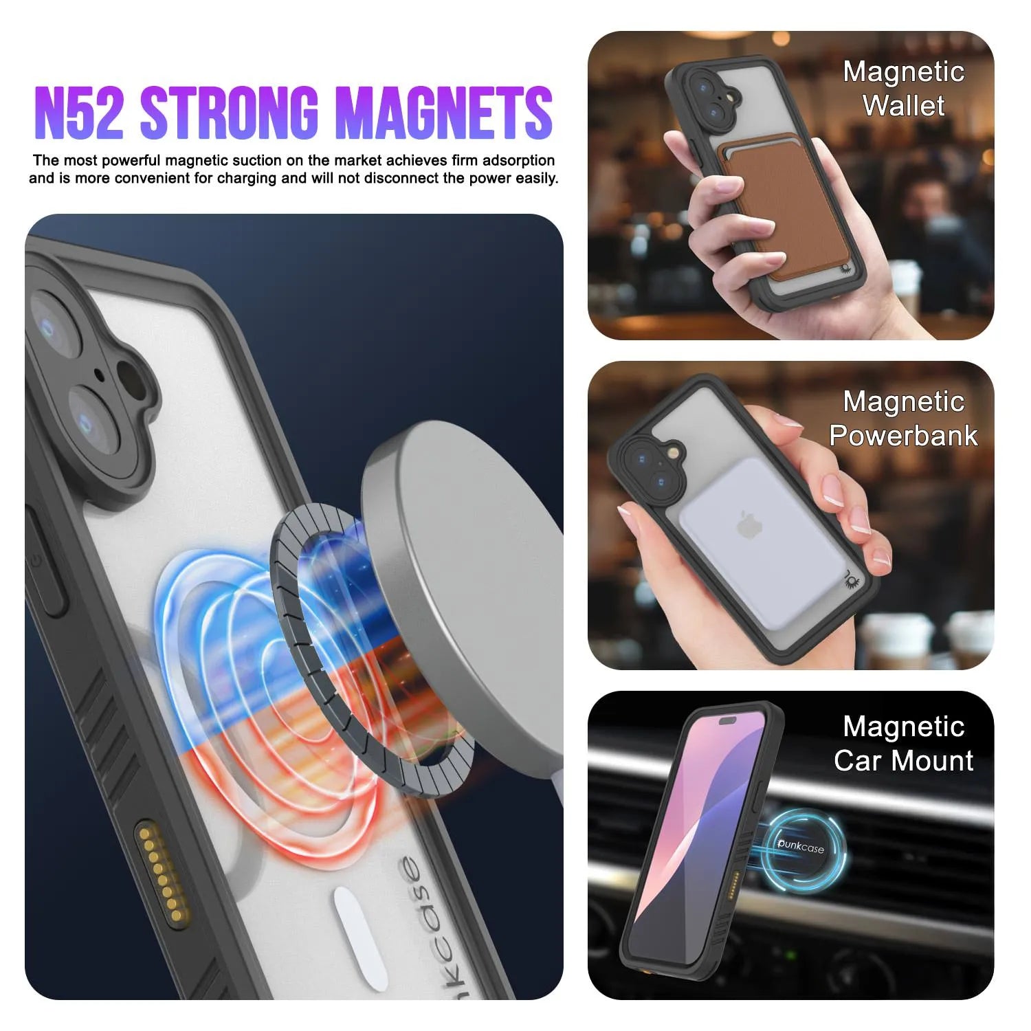 iPhone 17  Waterproof Case, Punkcase [Extreme Mag Series] Armor Cover W/ Built In Screen Protector [White]