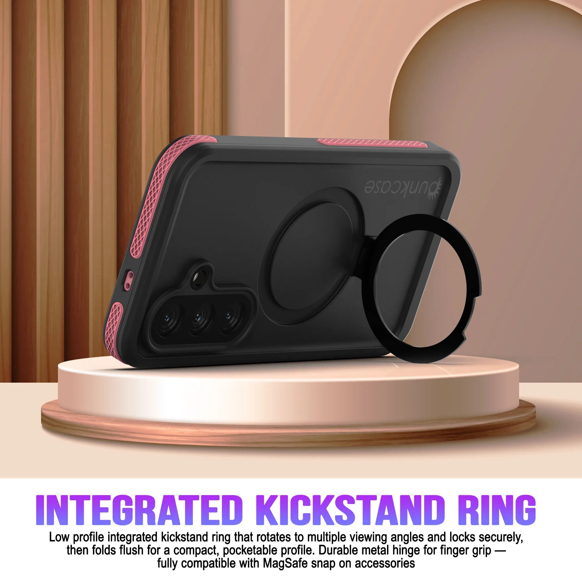Galaxy S26 Plus Waterproof Case [Kickstud 2.0 Series] Protective IP68 Cover W/Screen Protector & Kickstand [Pink]