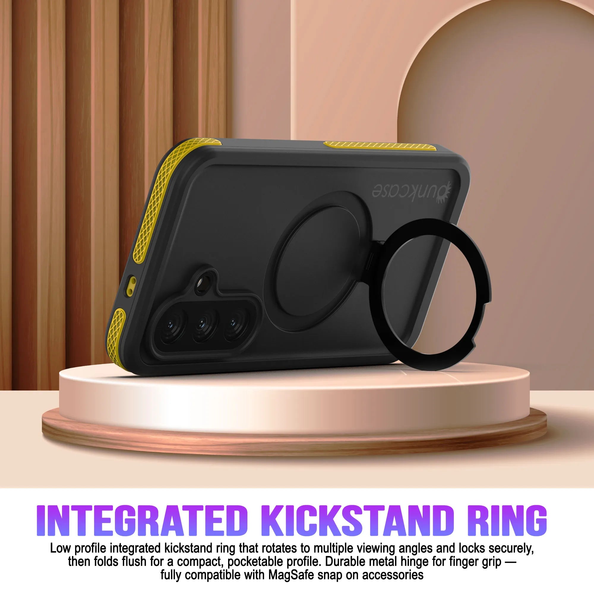 Galaxy S26 Waterproof Case [Kickstud 2.0 Series] Protective IP68 Cover W/Screen Protector & Kickstand [Yellow]