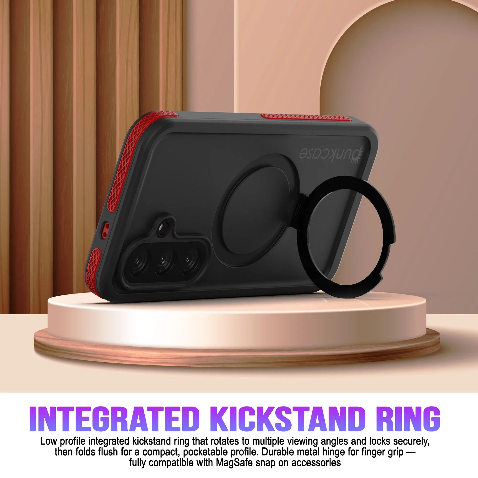 Galaxy S26 Waterproof Case [Kickstud 2.0 Series] Protective IP68 Cover W/Screen Protector & Kickstand [Red]