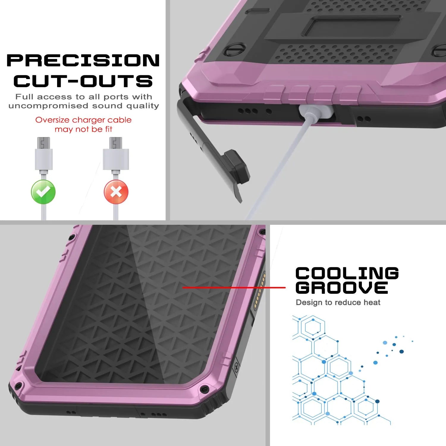 iPhone 16 Pro Metal Extreme 3.0 Series Aluminum Waterproof Case IP68 W/Buillt in Screen Protector & Kickstand [Pink]