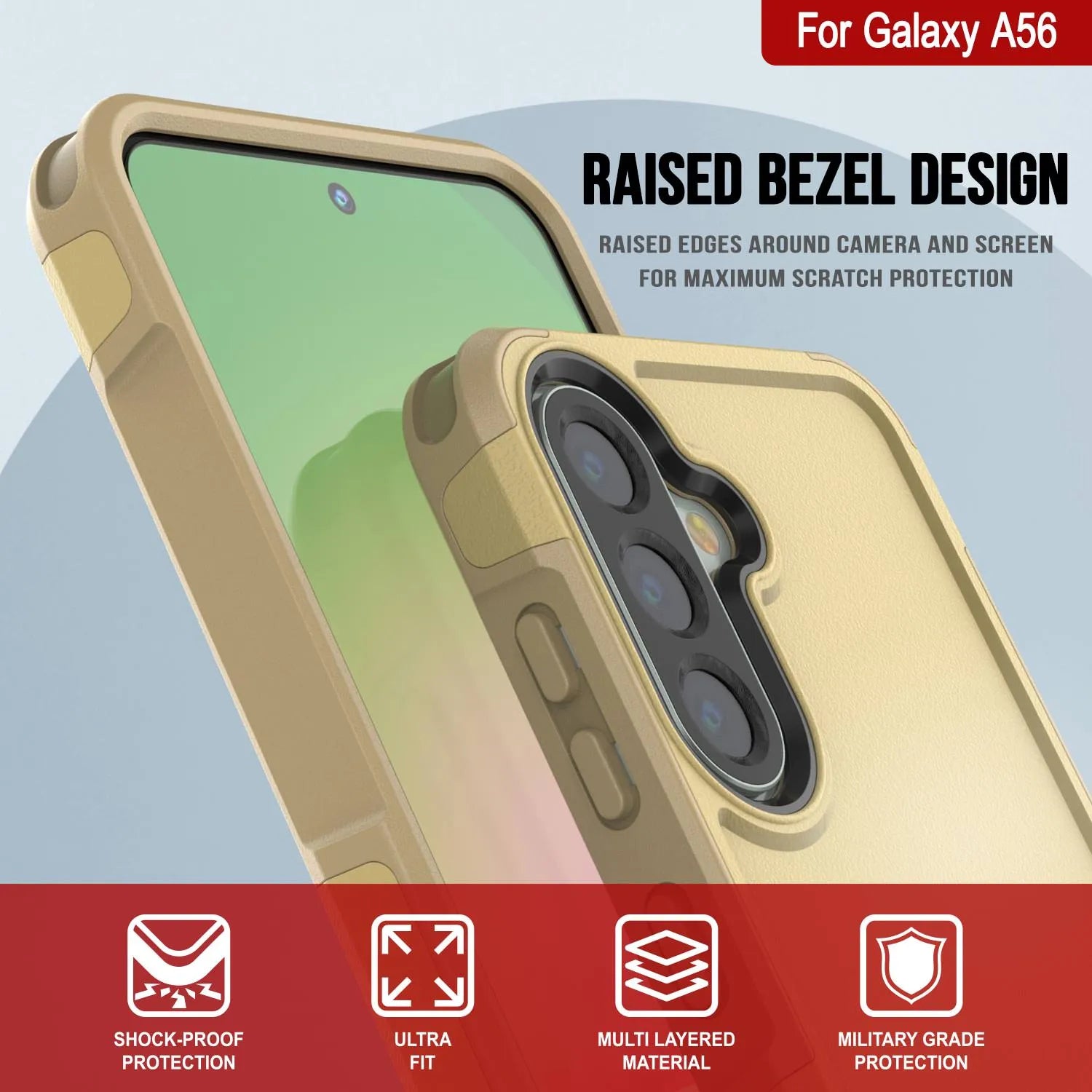 PunkCase Galaxy A56 Case, [Spartan 2.0 Series] Clear Rugged Heavy Duty Cover [Yellow]