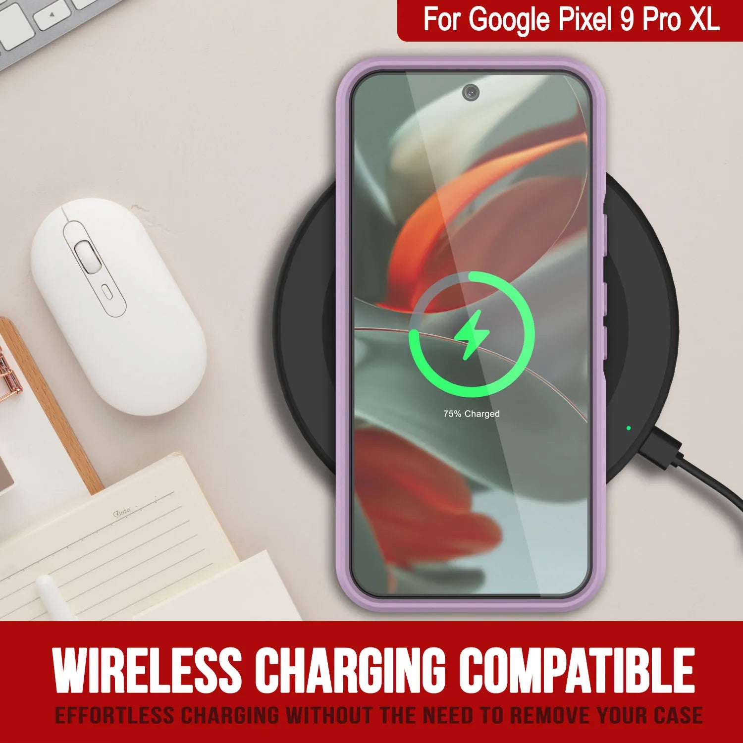 PunkCase Google Pixel 9 Pro XL Case, [Spartan 2.0 Series] Clear Rugged Heavy Duty Cover W/Built in Screen Protector [Magenta]