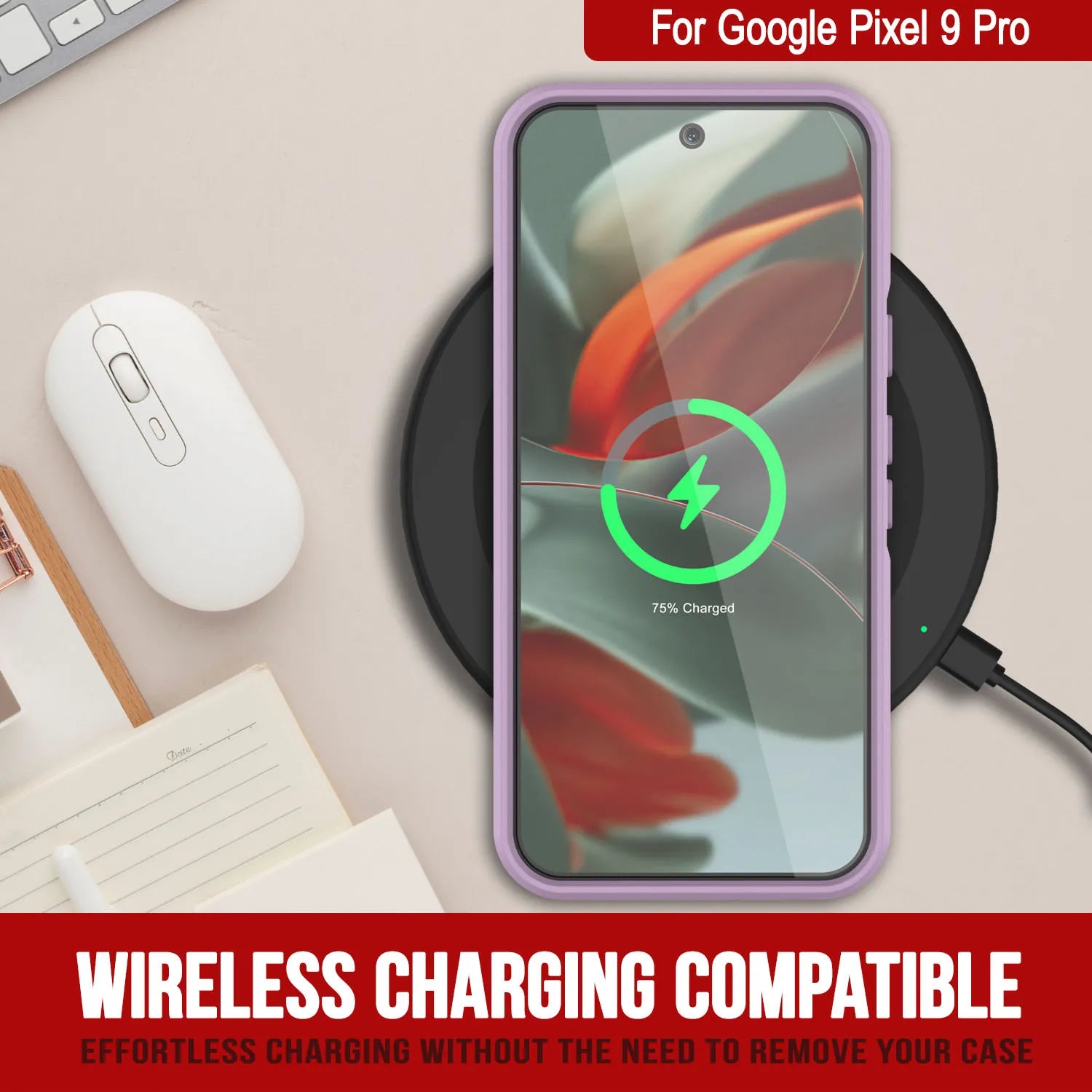 PunkCase Google Pixel 9 Pro Case, [Spartan 2.0 Series] Clear Rugged Heavy Duty Cover W/Built in Screen Protector [Magenta]