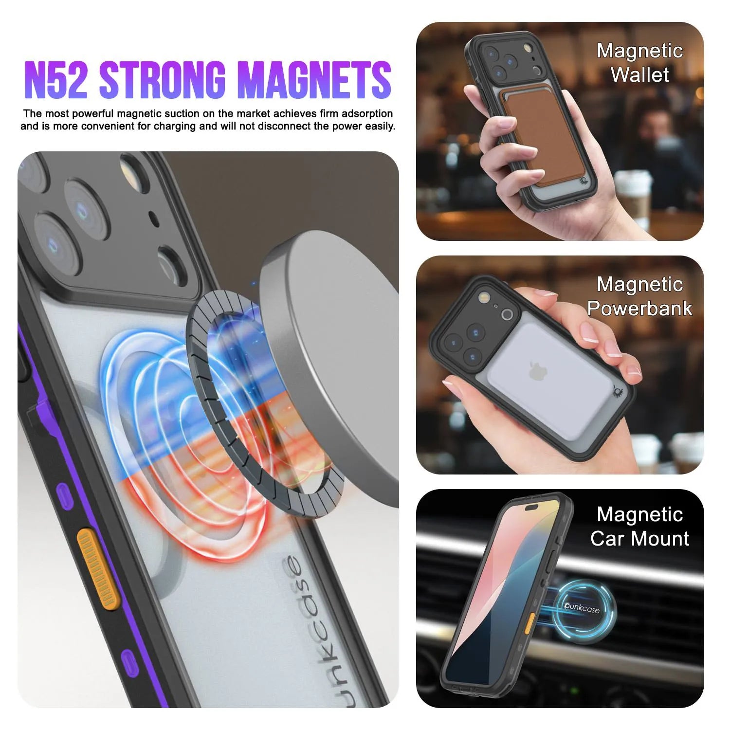 iPhone 17 Pro Max Waterproof IP68 Case, Punkcase [Purple] [StudStar Series] [Slim Fit] [Dirtproof]