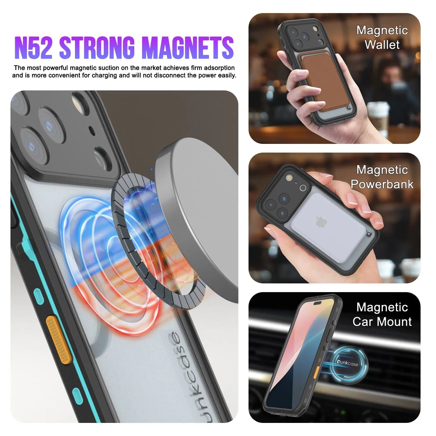 iPhone 17 Pro Max Waterproof IP68 Case, Punkcase [Teal] [StudStar Series] [Slim Fit]