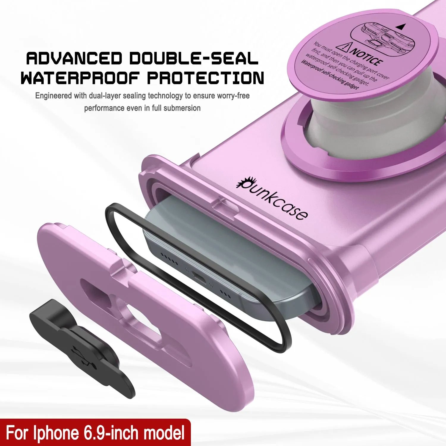 Punkcase Universal 2.0 Waterproof Phone Case for 6.7–6.9" [Pink]