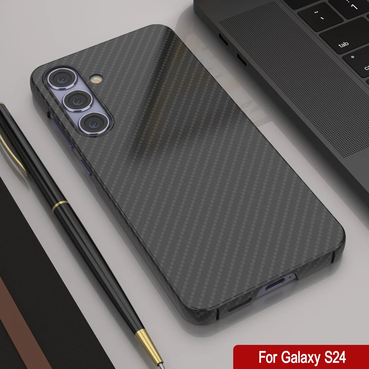 Galaxy S24 Case, Punkcase CarbonShield, Heavy Duty & Ultra Thin Cover [shockproof][non slip] [Black]